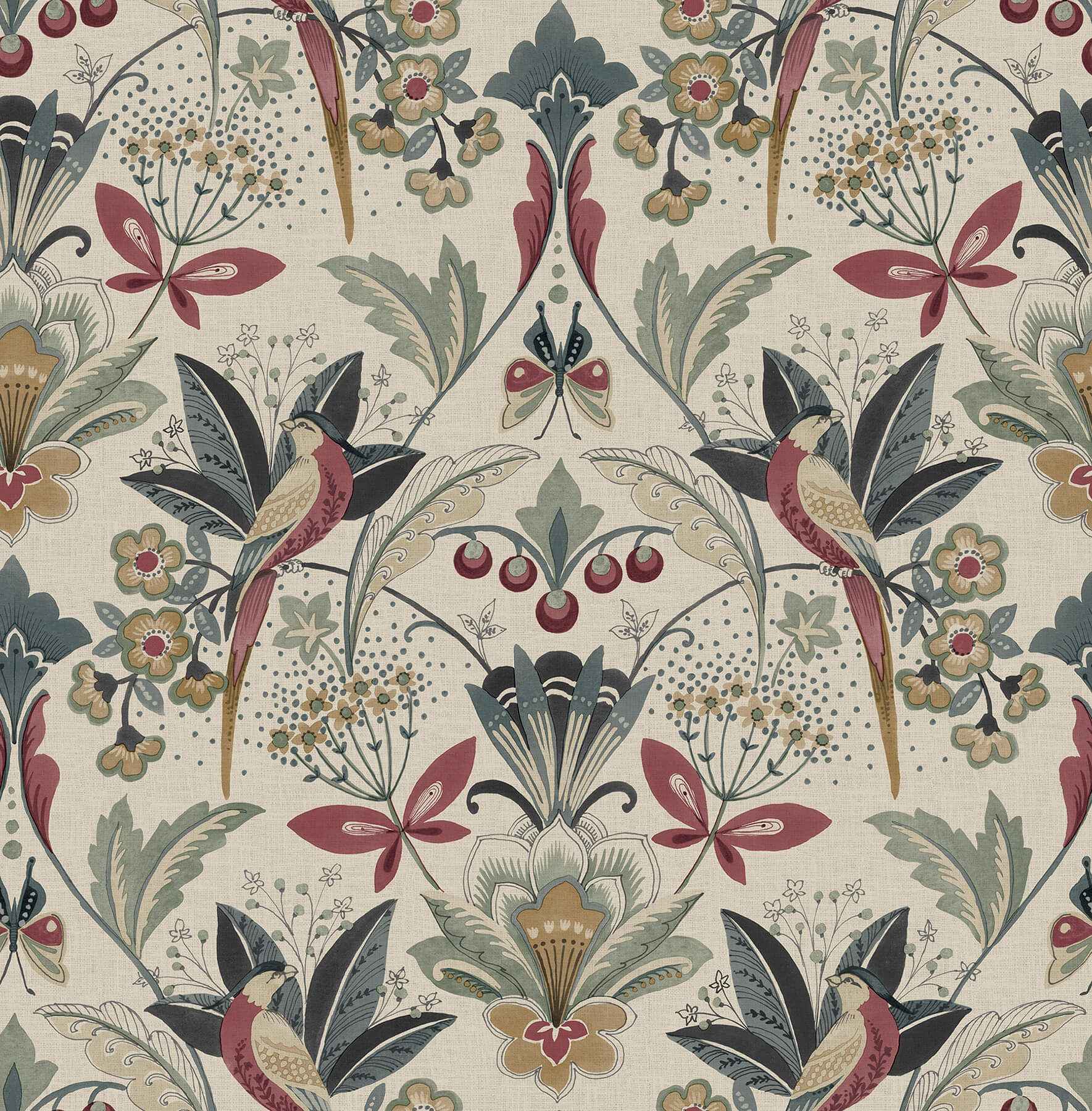 Bernadette Merlot Garden Wilderness Wallpaper - York Wallcoverings - 4198-27836