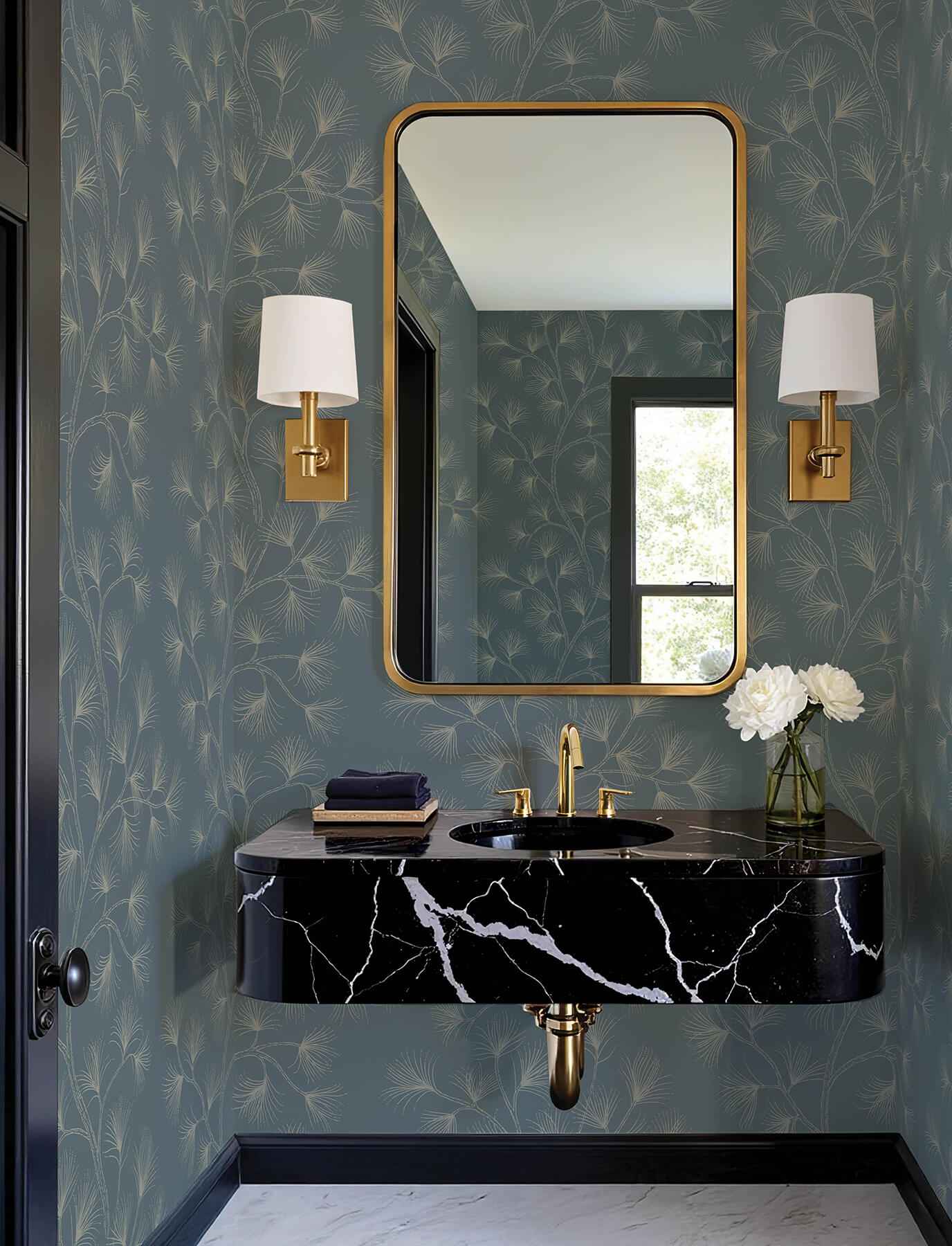 Kismine Slate Botanical Trail Wallpaper - York Wallcoverings - 4198-83479 - York Wallcoverings Wallpaper