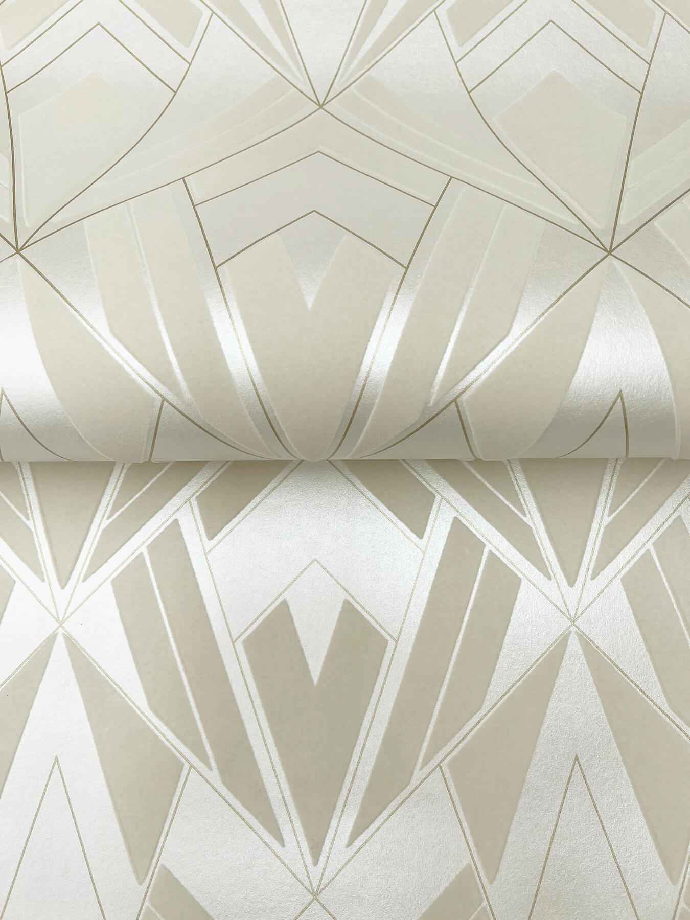Allenby Pearl Flocked Wallpaper - York Wallcoverings - 4198-87403 - York Wallcoverings Wallpaper