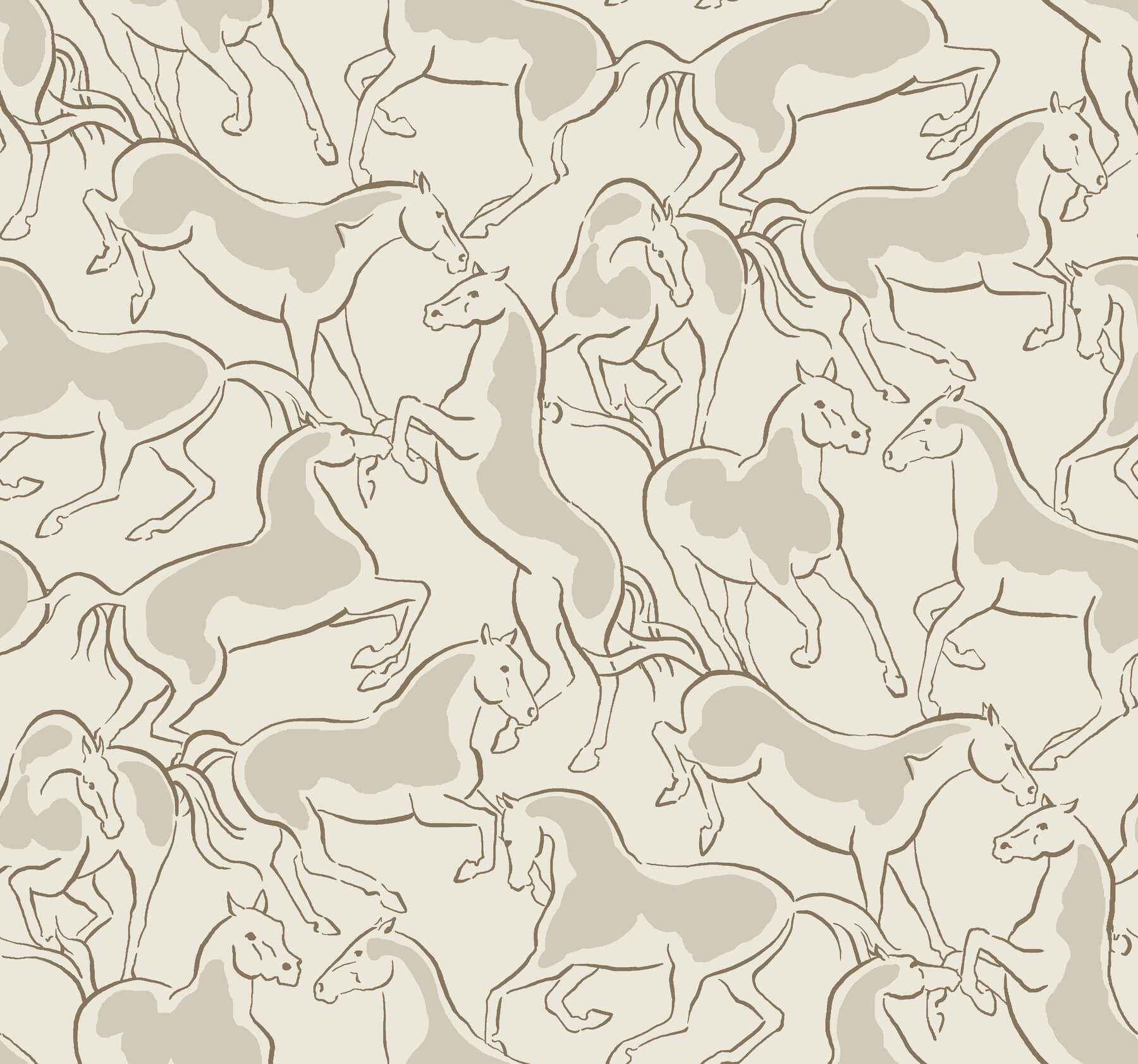 Dressage Beige Stallions Wallpaper - York Wallcoverings - 4211-83503