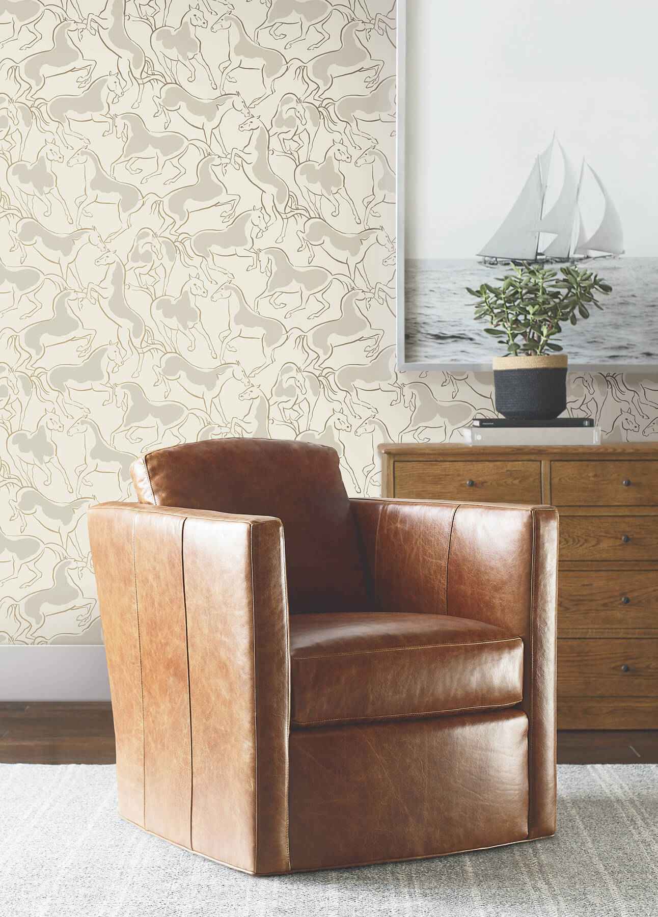 Dressage Beige Stallions Wallpaper - York Wallcoverings - 4211-83503 - York Wallcoverings Wallpaper