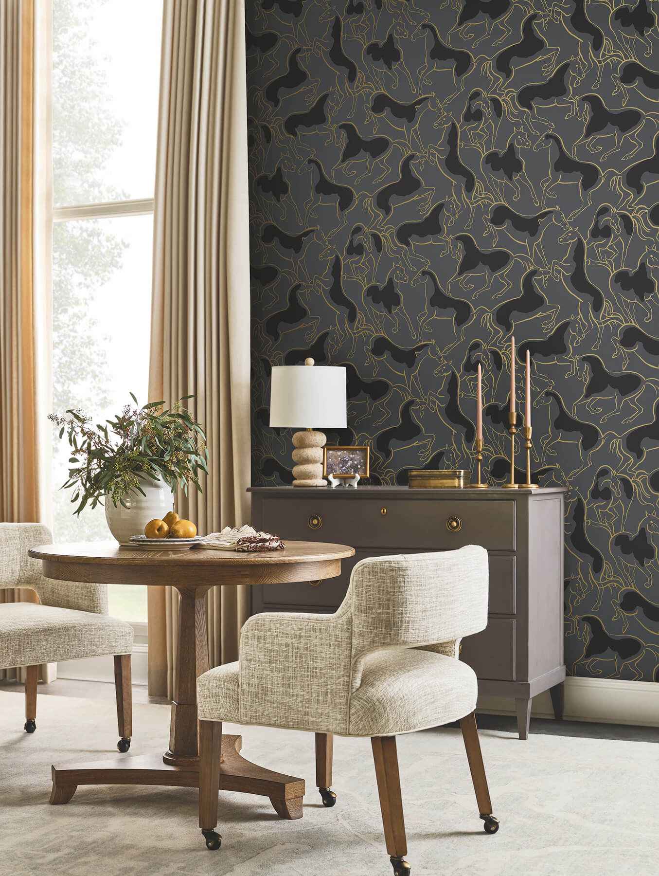 Dressage Gold Stallions Wallpaper - York Wallcoverings - 4211-83504 - York Wallcoverings Wallpaper