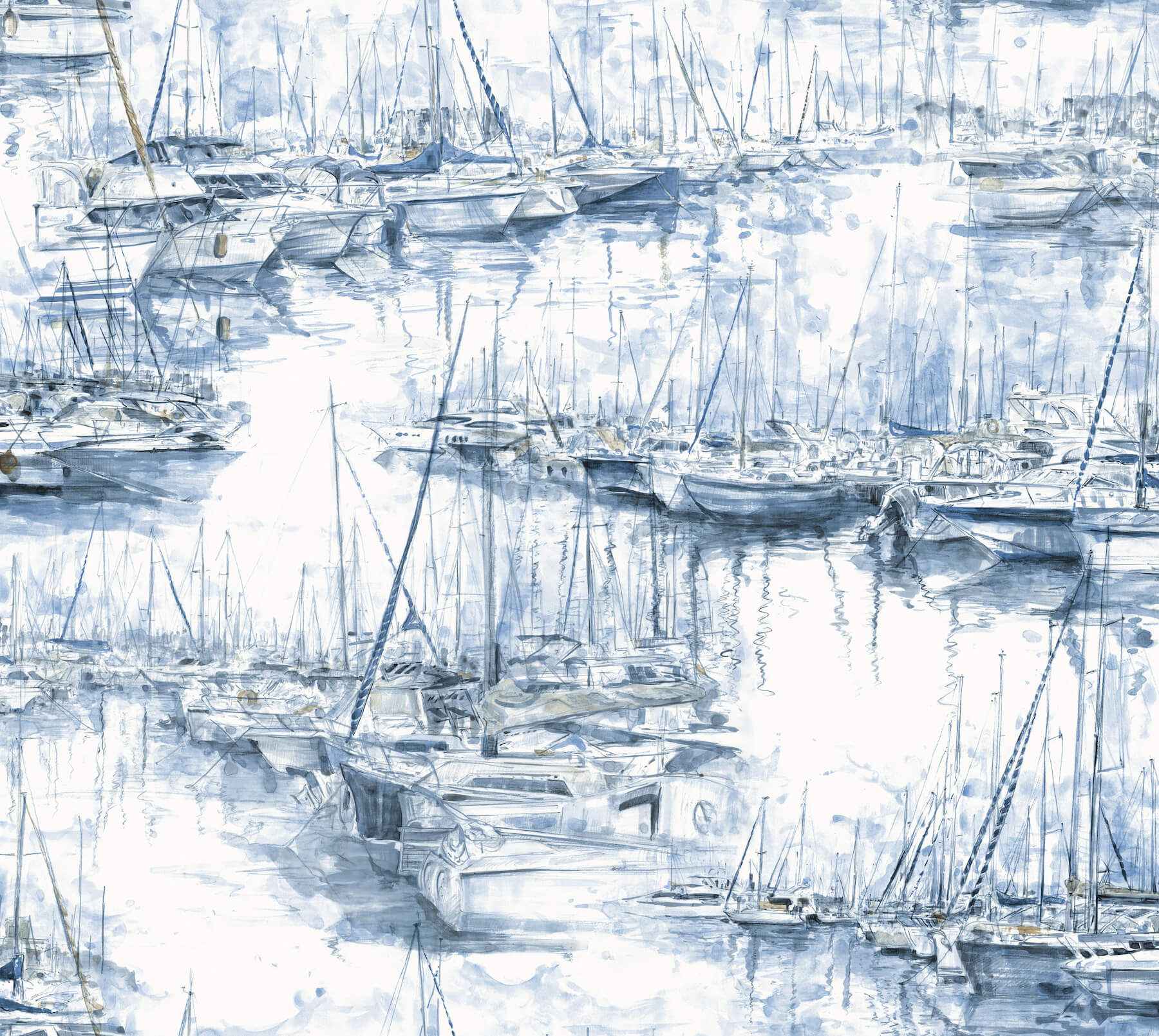 Yacht Club Blue Scenic Wallpaper - York Wallcoverings - 4211-83511