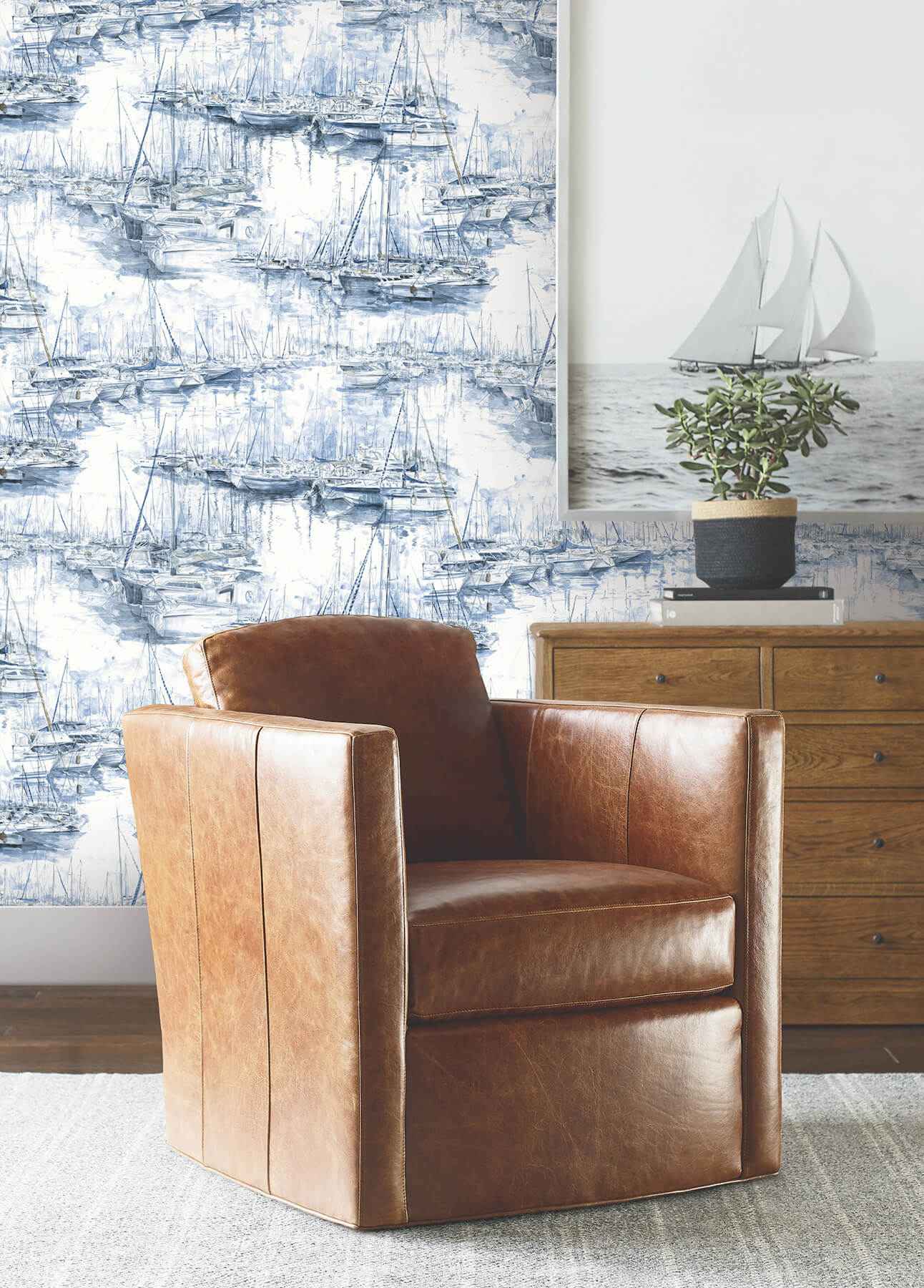 Yacht Club Blue Scenic Wallpaper - York Wallcoverings - 4211-83511 - York Wallcoverings Wallpaper