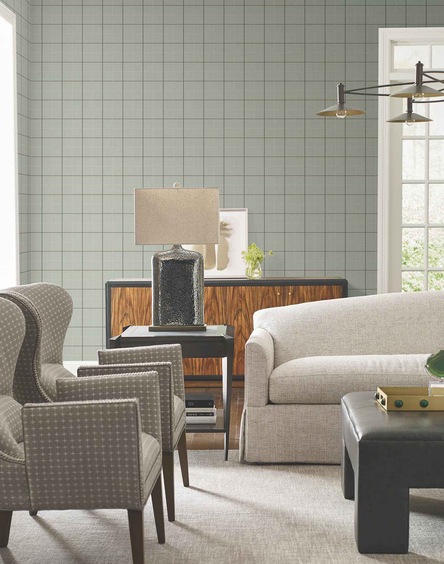 Tattersall Sage Plaid Wallpaper - York Wallcoverings - 4211-83517 - York Wallcoverings Wallpaper