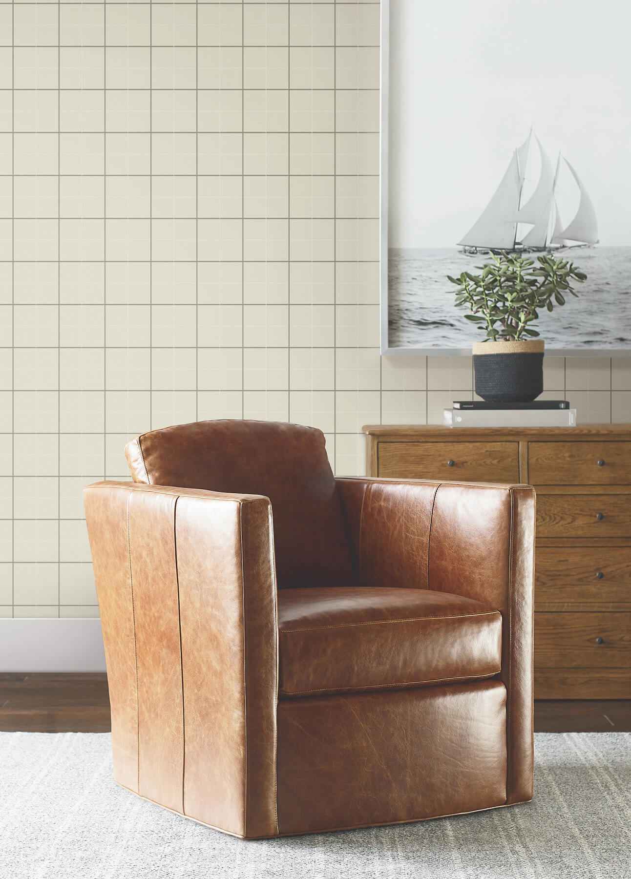 Tattersall Light Brown Plaid Wallpaper - York Wallcoverings - 4211-83518 - York Wallcoverings Wallpaper