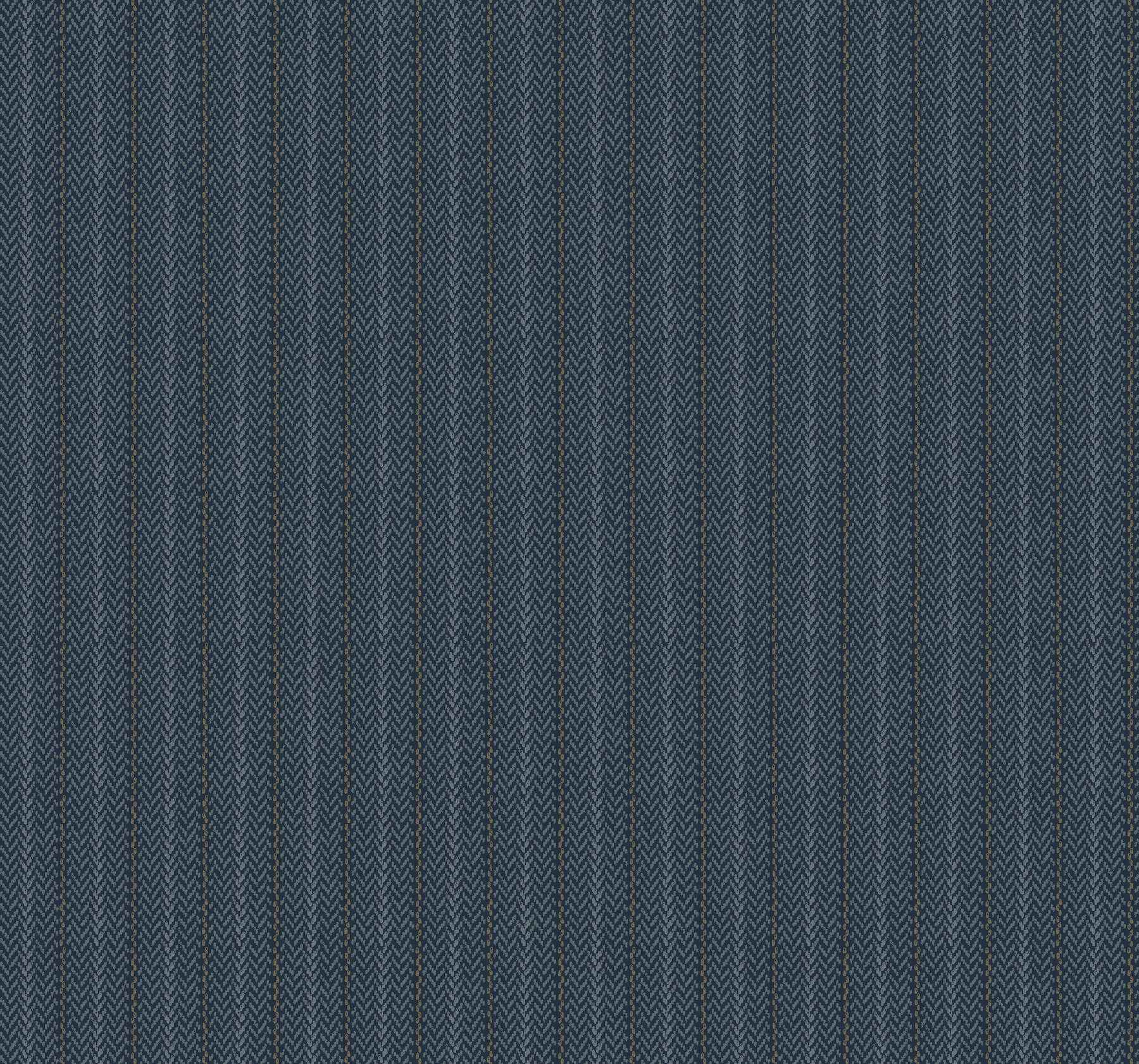 Elkan Stripe Navy Herringbone Wallpaper - York Wallcoverings - 4211-83538
