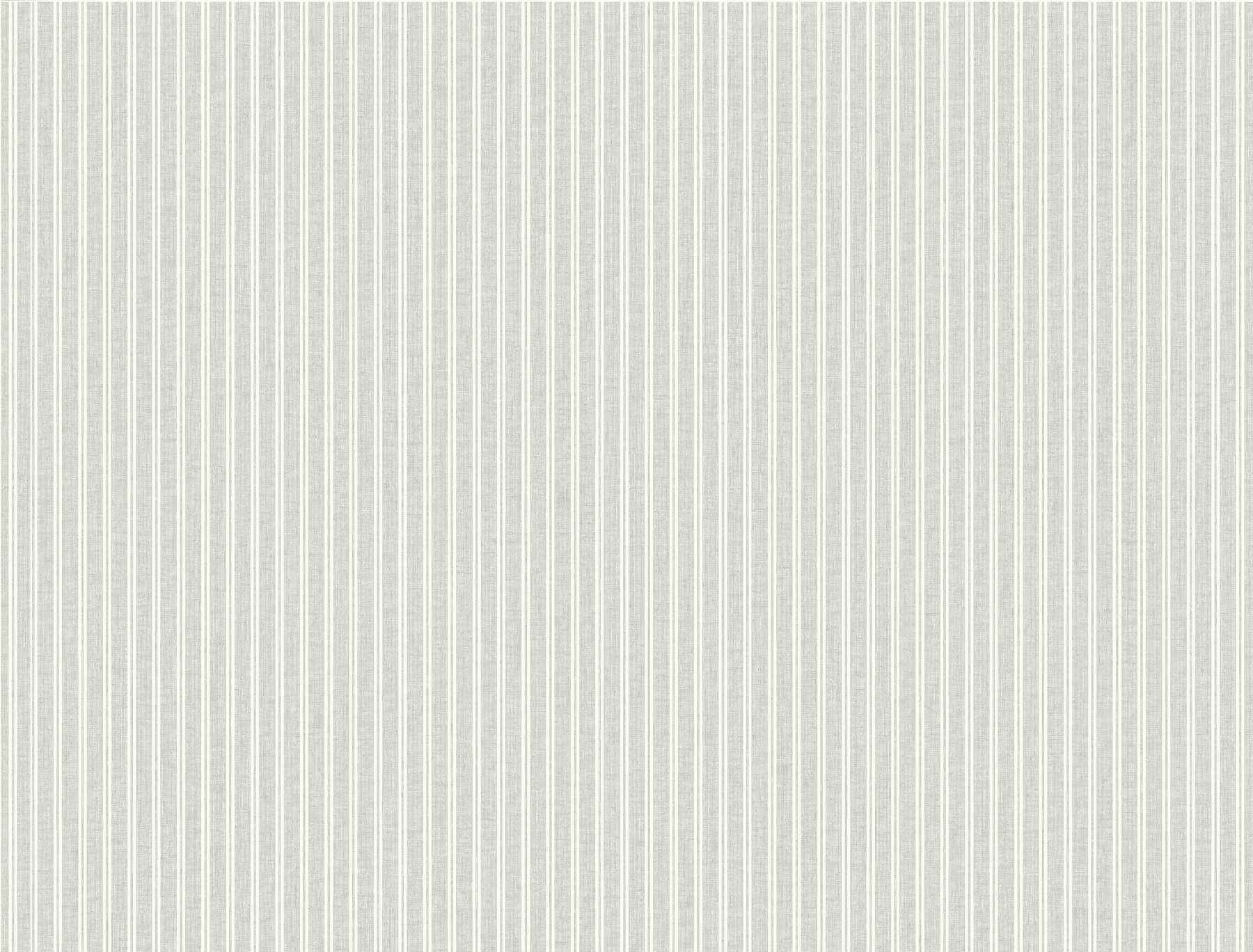 Ticking Stripe Grey Faux Linen Wallpaper - York Wallcoverings - 4211-83541