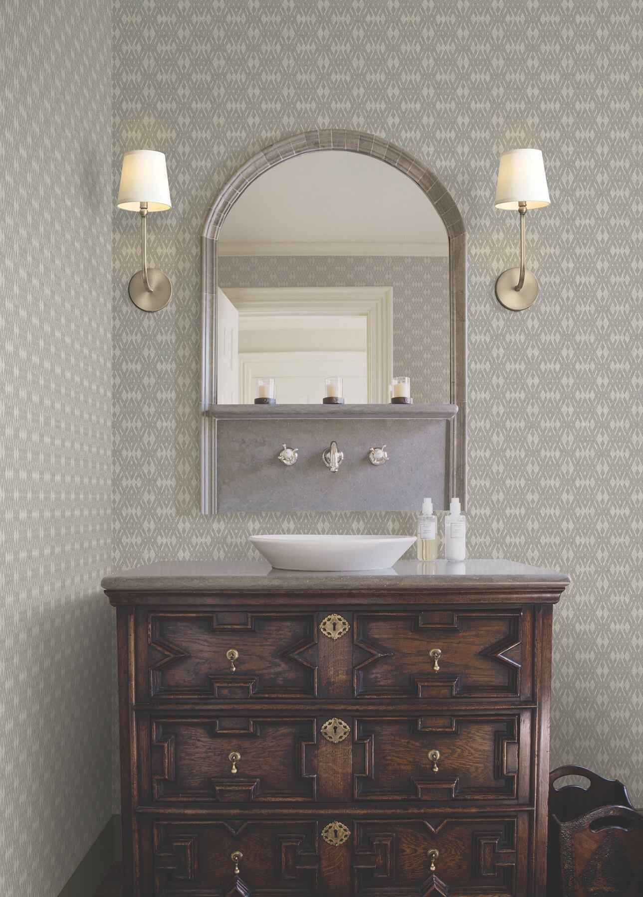 Radcliffe Grey Diamond Motif Wallpaper - York Wallcoverings - 4211-83545 - York Wallcoverings Wallpaper