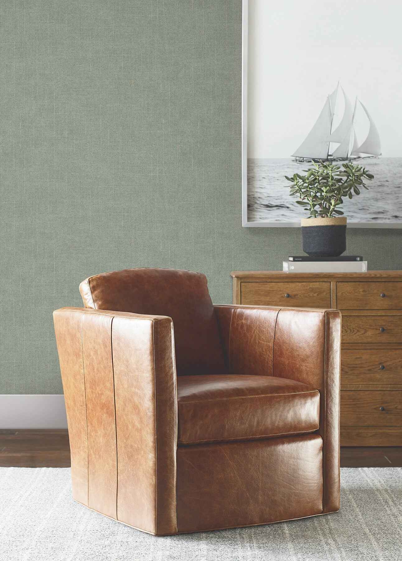 Saratoga Jade Faux Linen Wallpaper - York Wallcoverings - 4211-83549 - York Wallcoverings Wallpaper