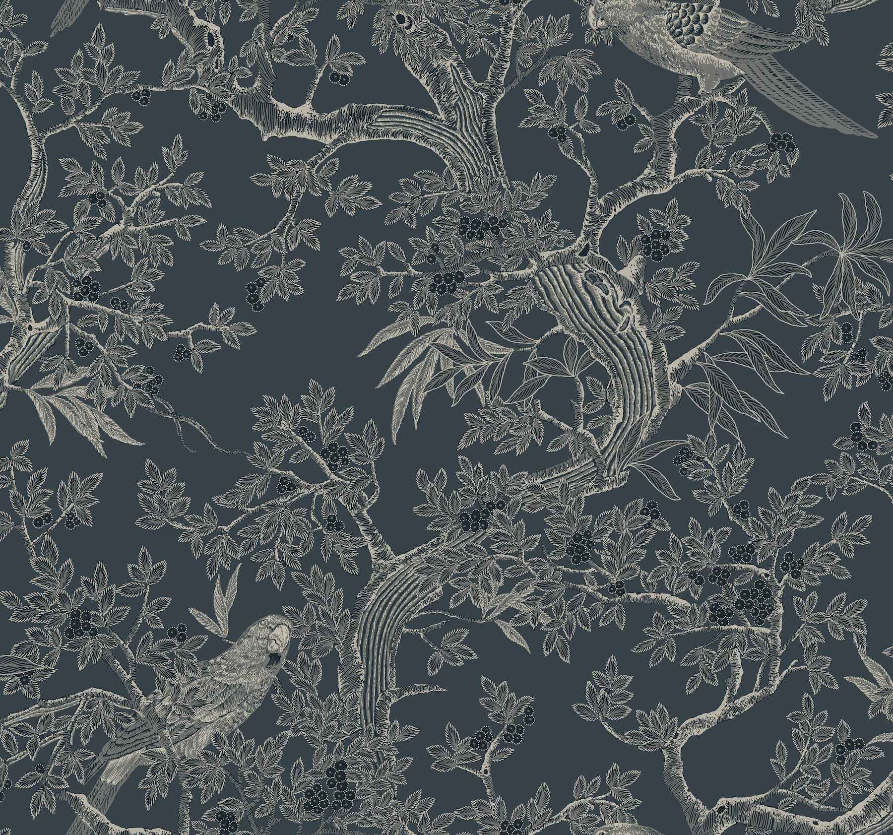 Regal Ridge Dark Blue Trailing Tree Wallpaper - York Wallcoverings - 4211-83569 - York Wallcoverings Wallpaper