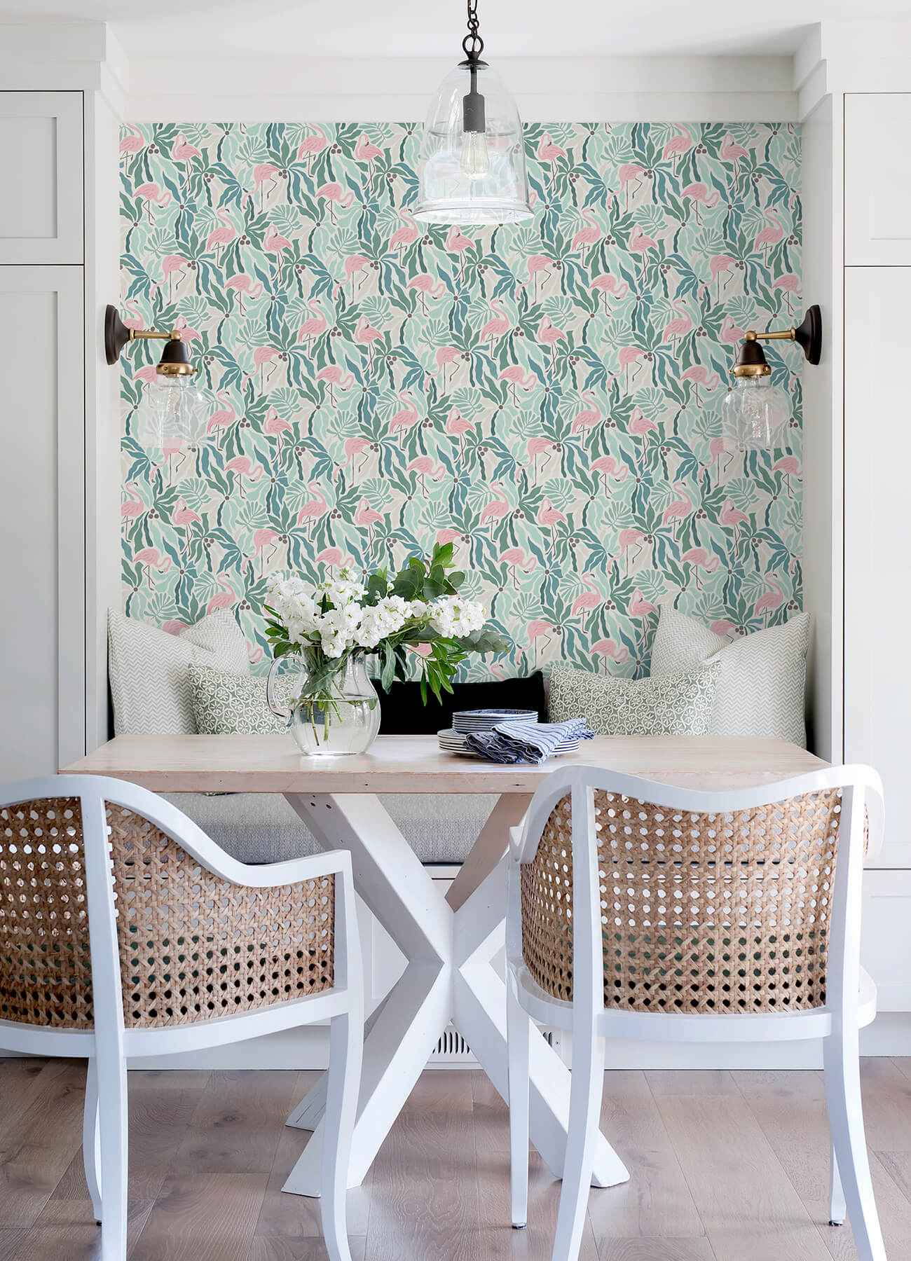 Flamingo Fun Green Peel and Stick Wallpaper - York Wallcoverings - NUS6622 - York Wallcoverings Wallpaper