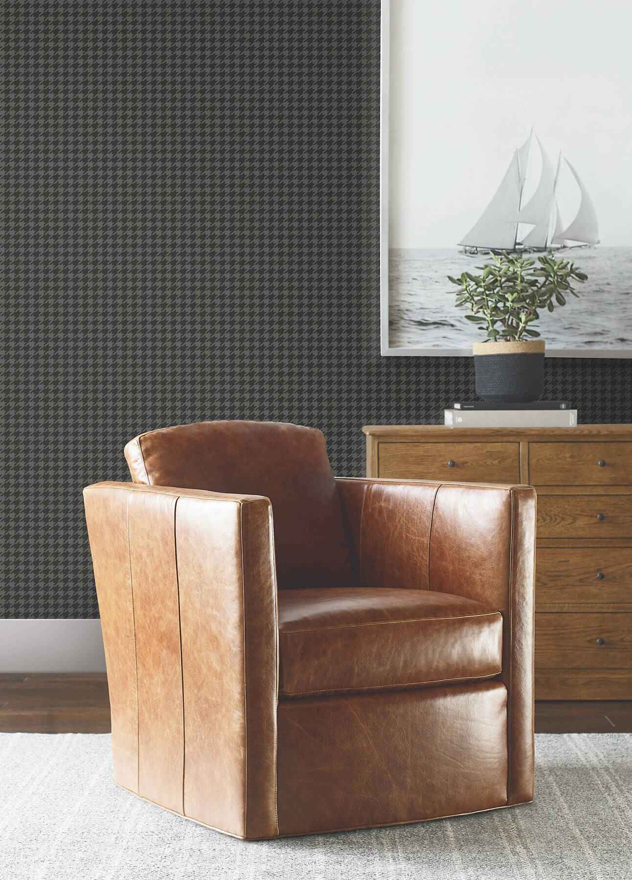 Watson Black Houndstooth Wallpaper - York Wallcoverings - 4211-83561 - York Wallcoverings Wallpaper