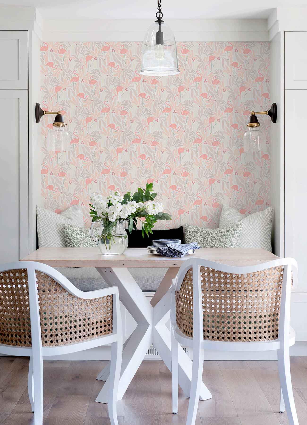 Flamingo Fun Pink and Taupe Peel and Stick Wallpaper - York Wallcoverings - NUS6623 - York Wallcoverings Wallpaper