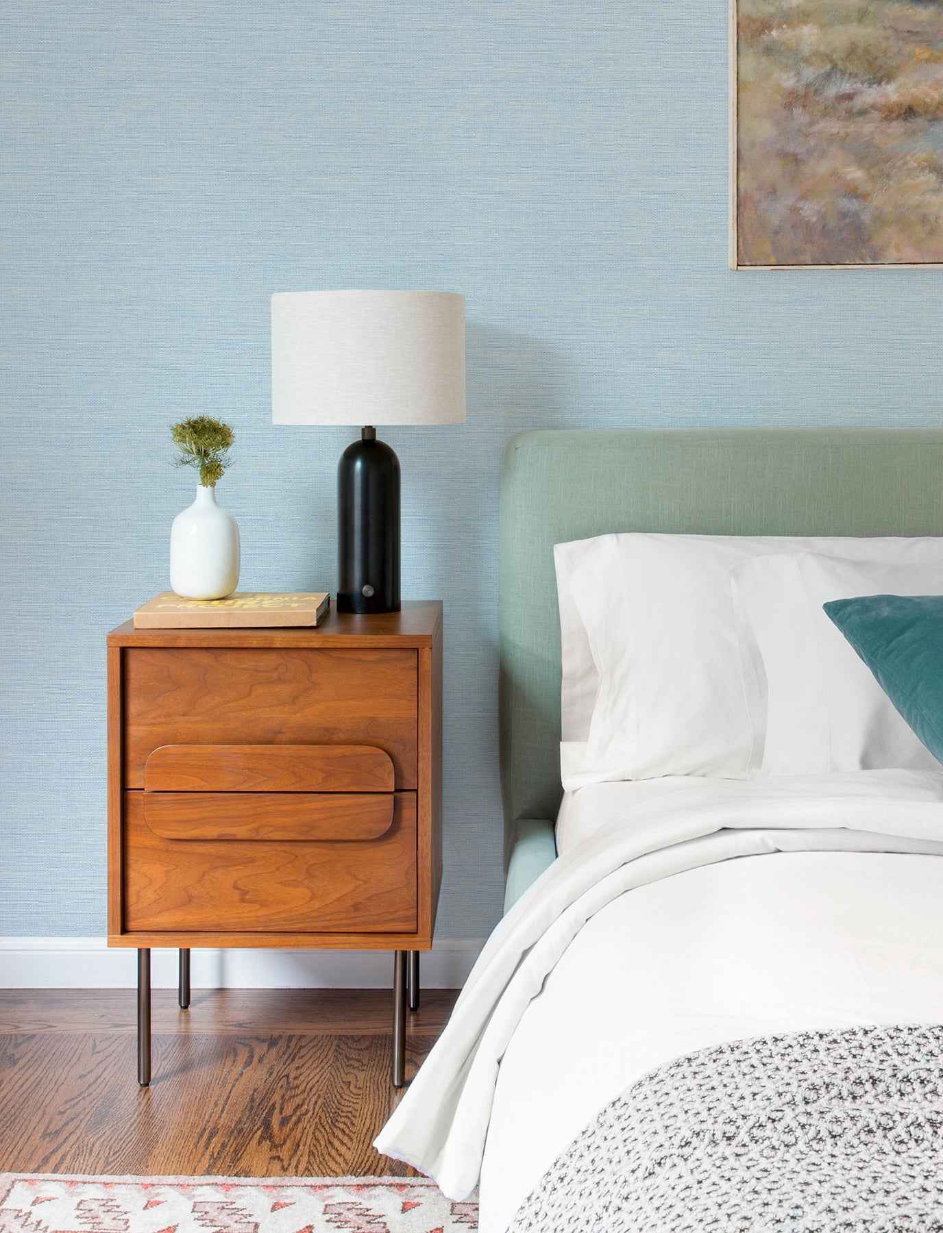 Agave Blue Faux Grasscloth Wallpaper - York Wallcoverings - 4197-24283 - York Wallcoverings Wallpaper