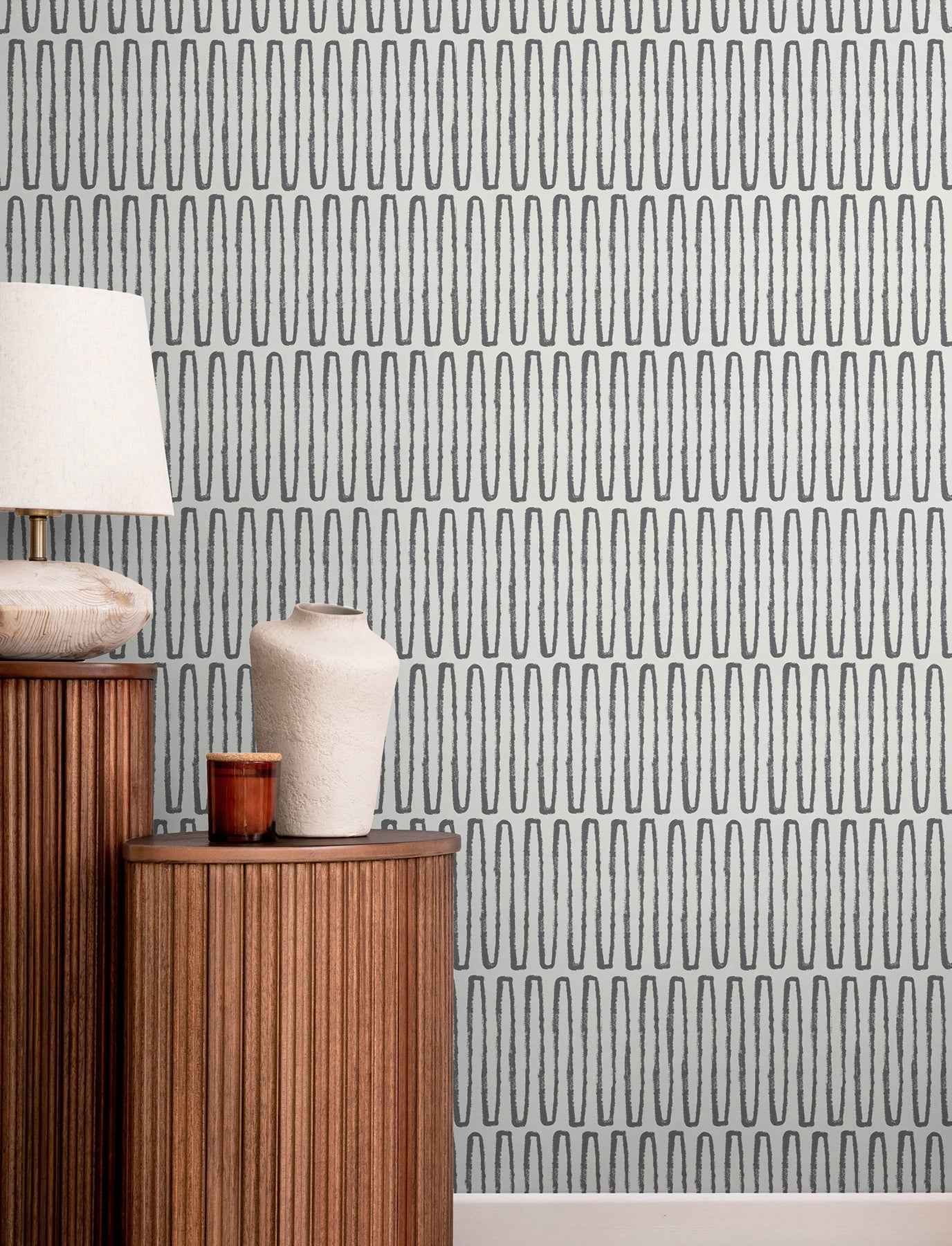 Lars Charcoal Retro Wave Wallpaper - York Wallcoverings - 4197-26501 - York Wallcoverings Wallpaper