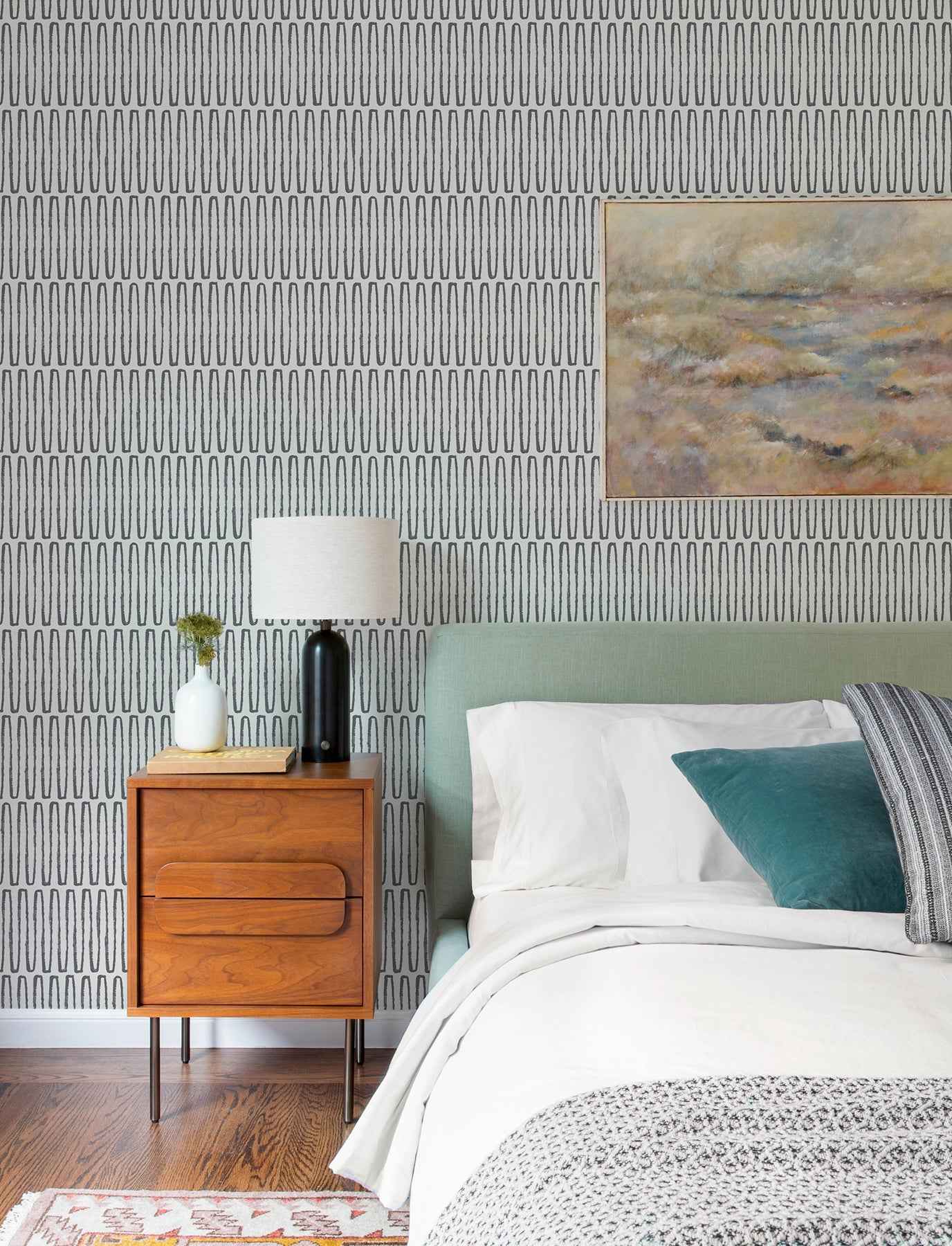 Lars Charcoal Retro Wave Wallpaper - York Wallcoverings - 4197-26501 - York Wallcoverings Wallpaper