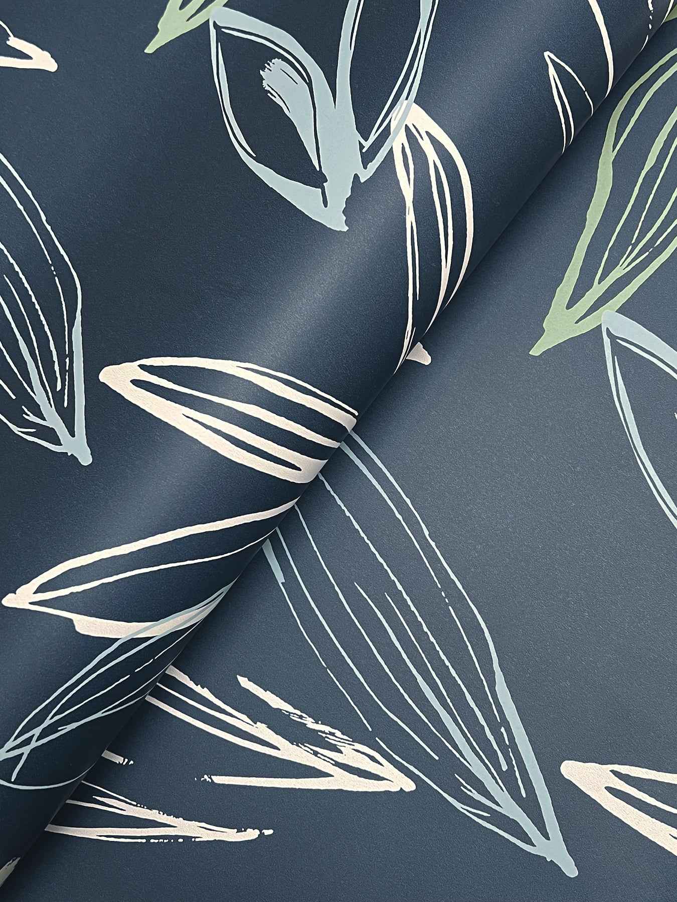 Kenia Indigo Leaf Toss Wallpaper - York Wallcoverings - 4197-27855 - York Wallcoverings Wallpaper