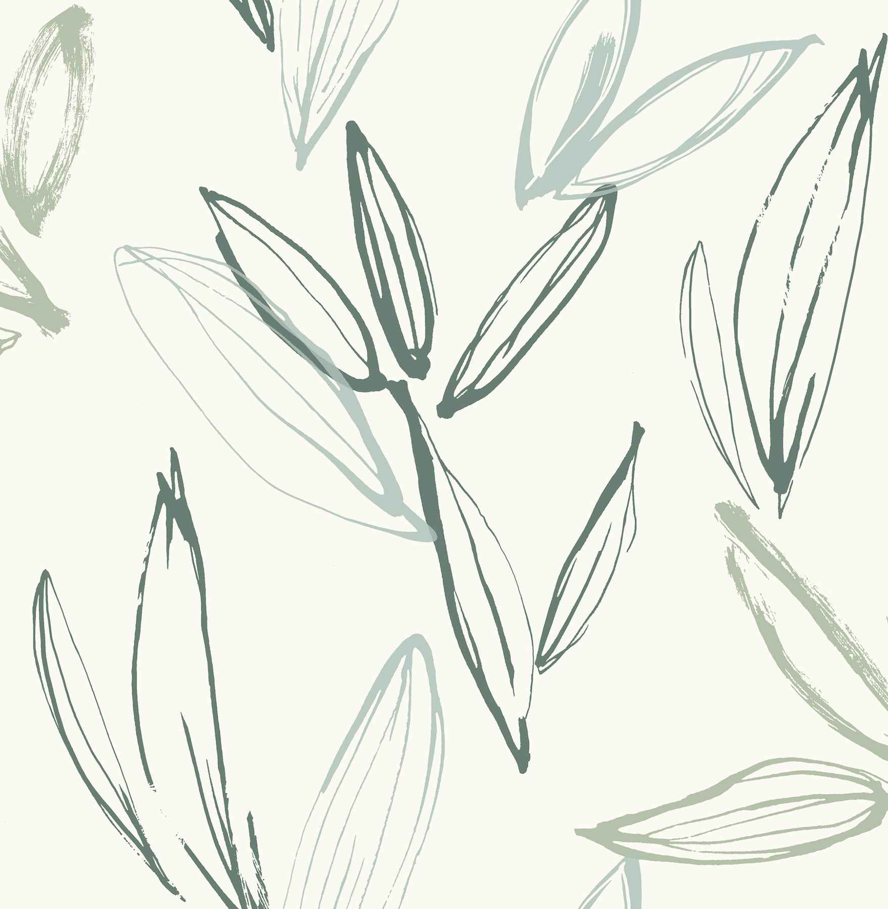 Kenia Green Leaf Toss Wallpaper - York Wallcoverings - 4197-27856 - York Wallcoverings Wallpaper