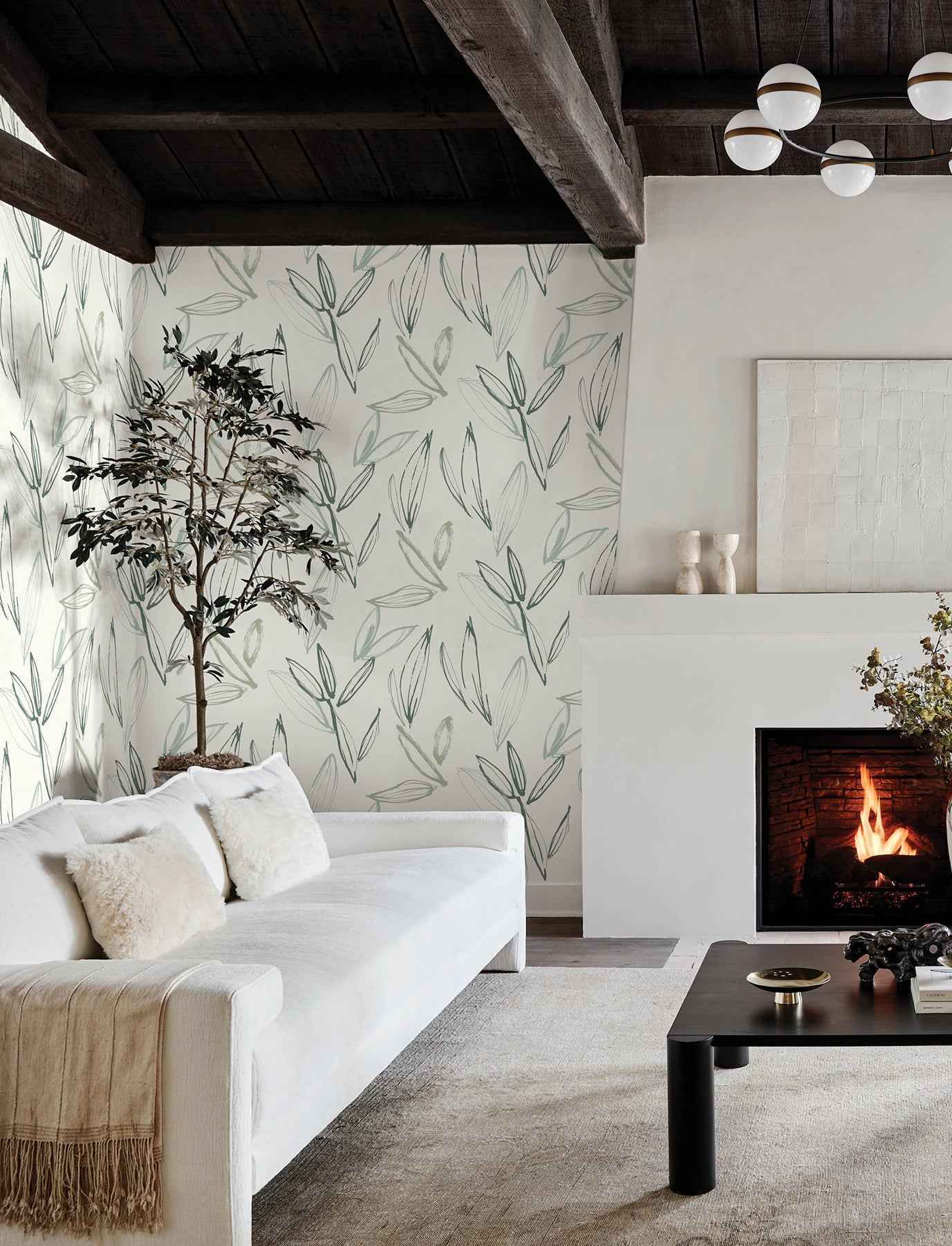 Kenia Green Leaf Toss Wallpaper - York Wallcoverings - 4197-27856 - York Wallcoverings Wallpaper