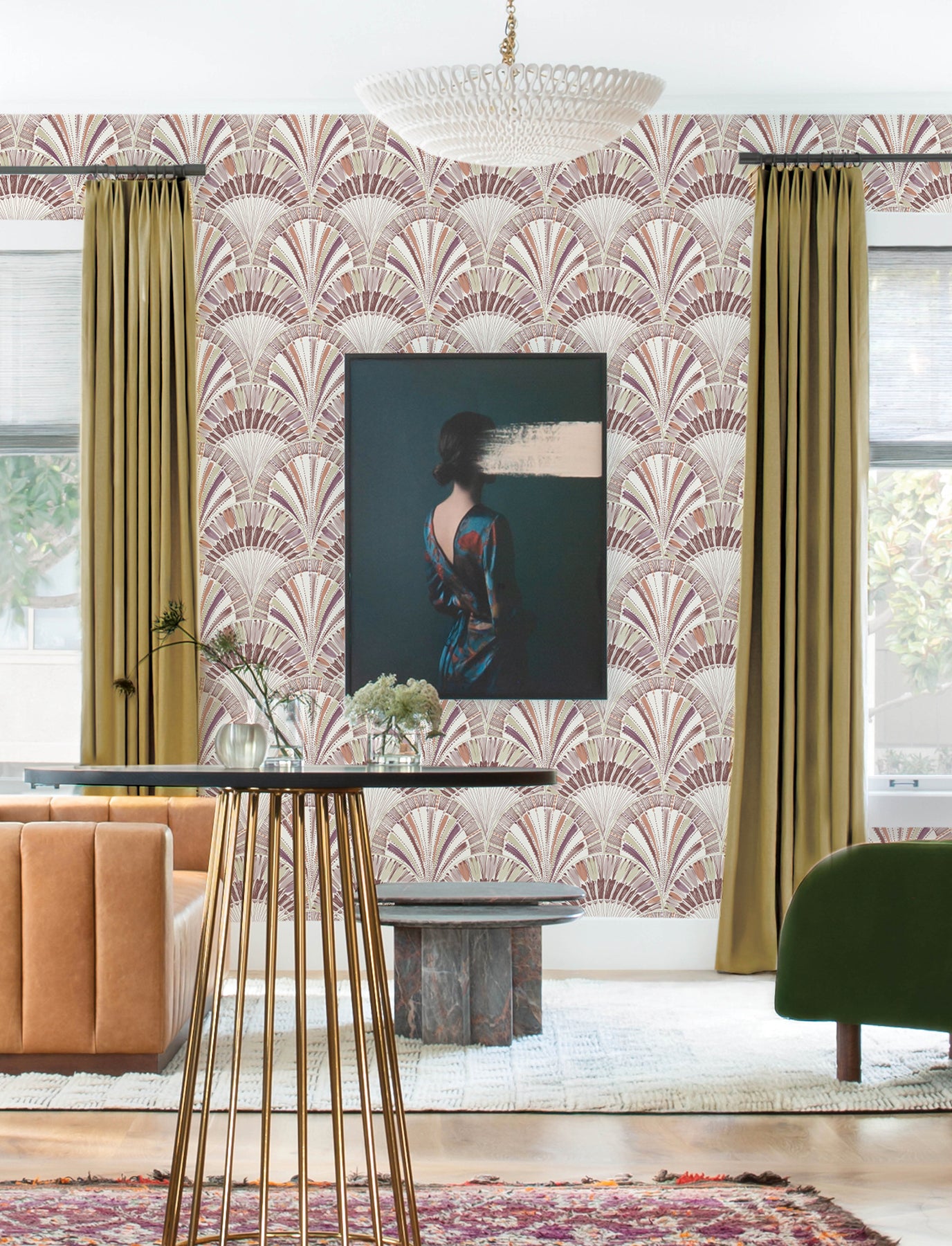 Myla Raspberry Fanning Reeds Wallpaper - York Wallcoverings - 4197-27863 - York Wallcoverings Wallpaper