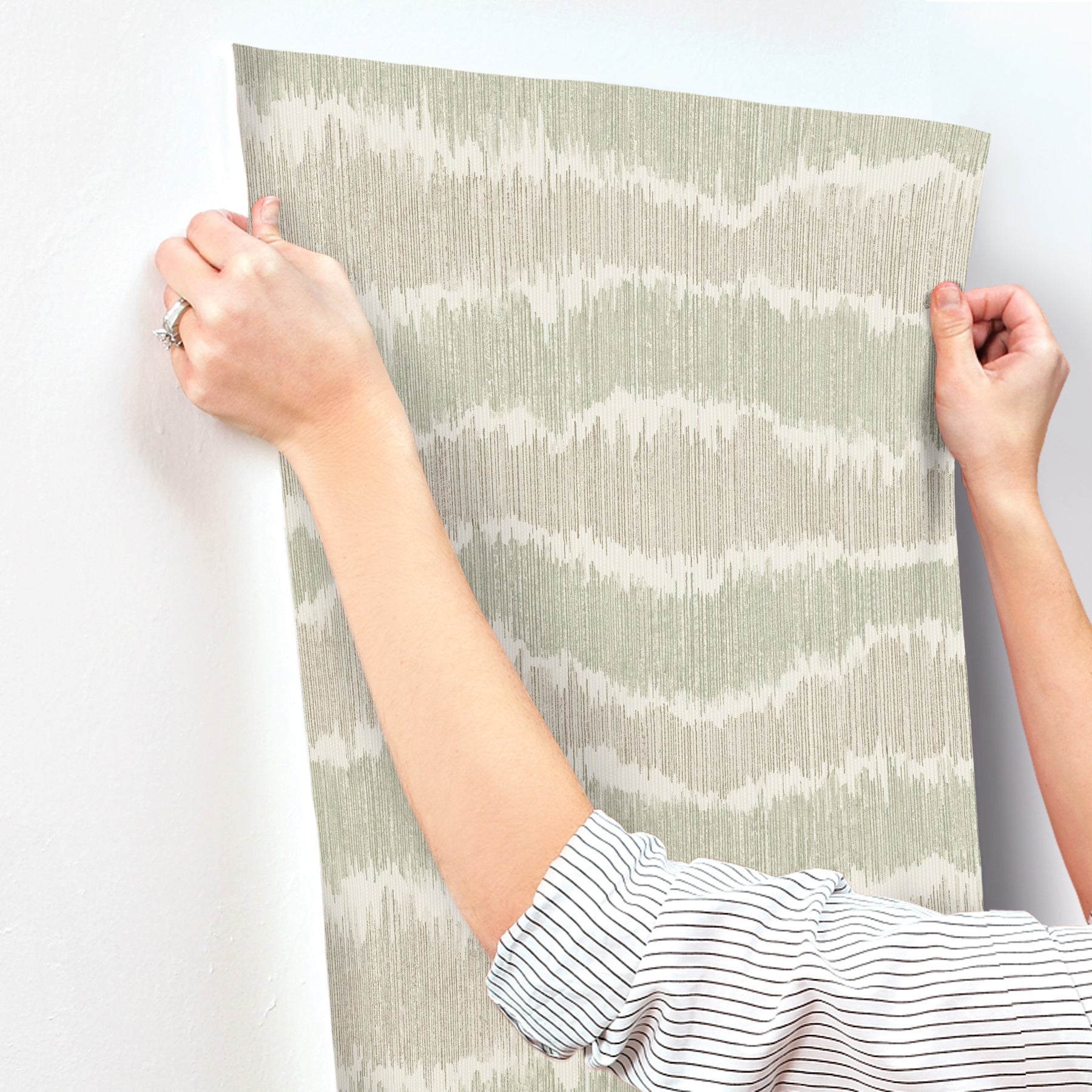 wiggle-green-ikat-stripe-wallpaper-york-wallcoverings-4197-27866 - York Wallcoverings Wallpaper