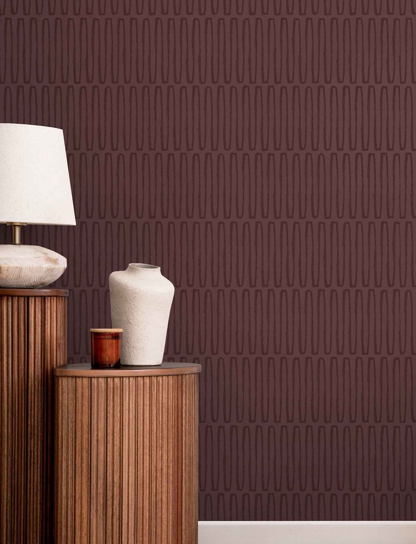Lars Merlot Retro Wave Wallpaper - York Wallcoverings - 4197-27870 - York Wallcoverings Wallpaper