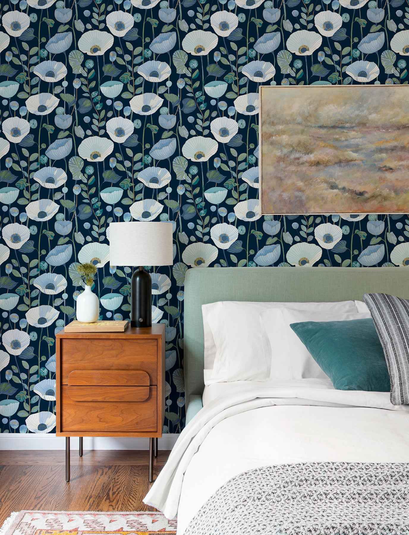 Mindra Indigo Floral Trail Wallpaper - York Wallcoverings - 4197-27871 - York Wallcoverings Wallpaper