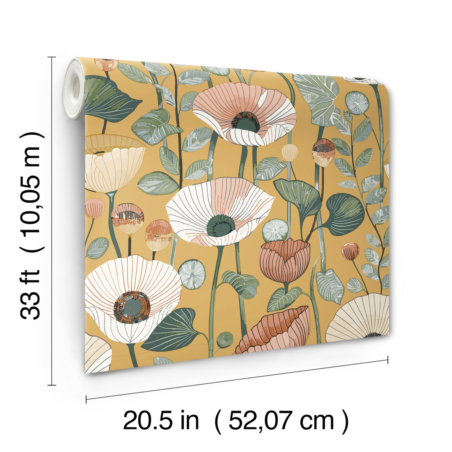 mindra-mustard-floral-trail-wallpaper-york-wallcoverings-4197-27873 - York Wallcoverings Wallpaper