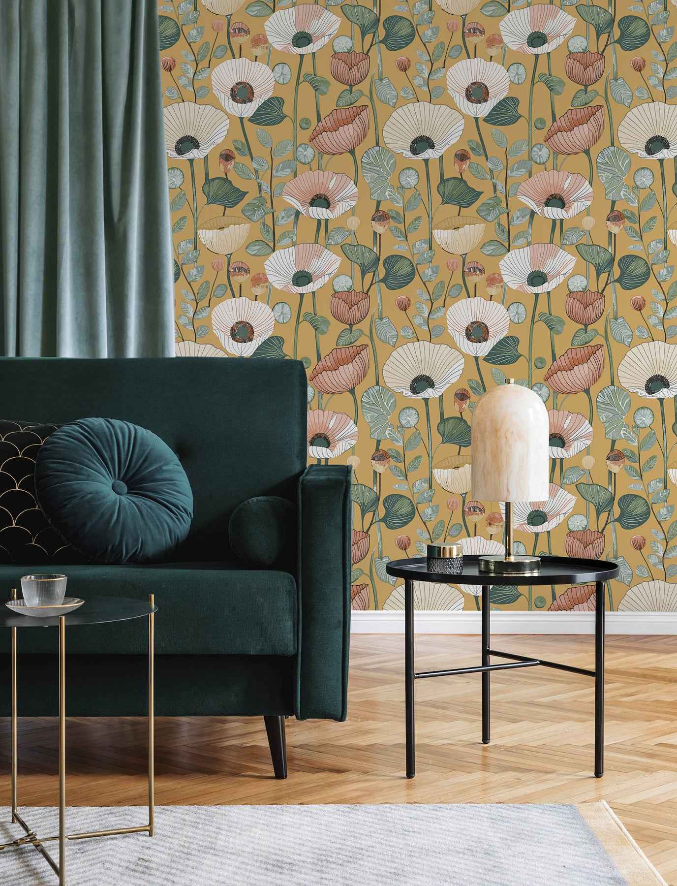 Mindra Mustard Floral Trail Wallpaper - York Wallcoverings - 4197-27873 - York Wallcoverings Wallpaper