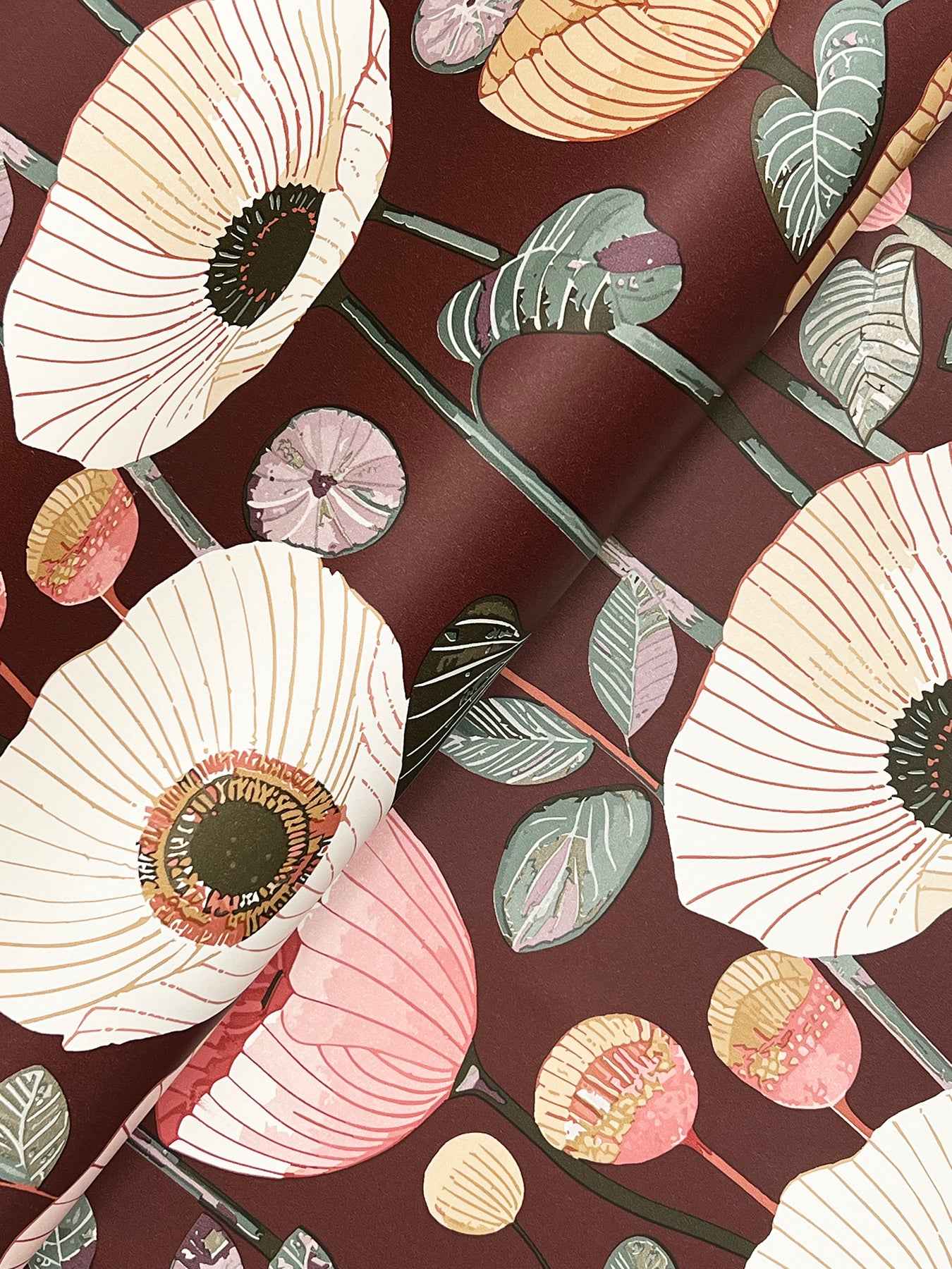 Mindra Maroon Floral Trail Wallpaper - York Wallcoverings - 4197-27874 - York Wallcoverings Wallpaper