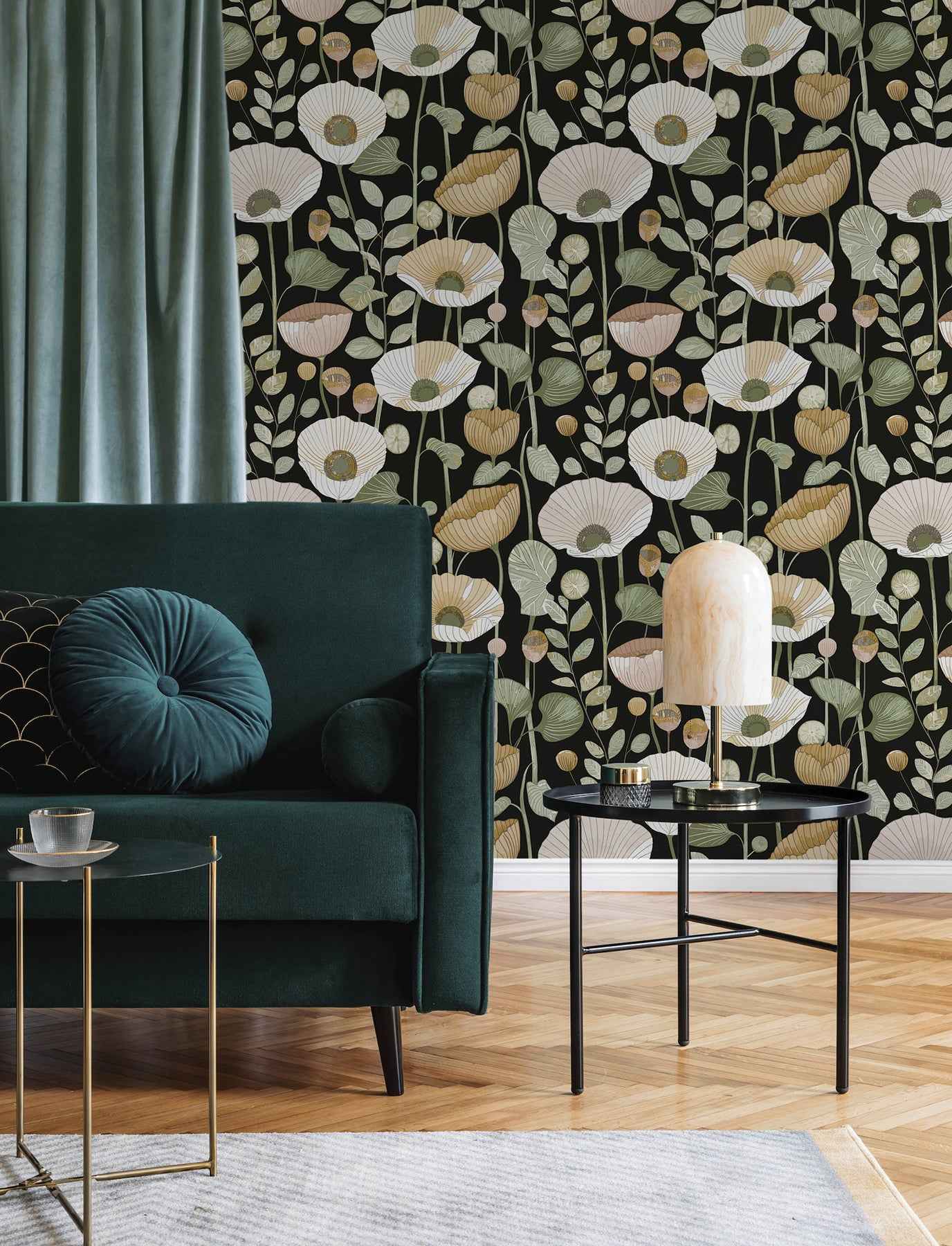 Mindra Black Floral Trail Wallpaper - York Wallcoverings - 4197-27875 - York Wallcoverings Wallpaper