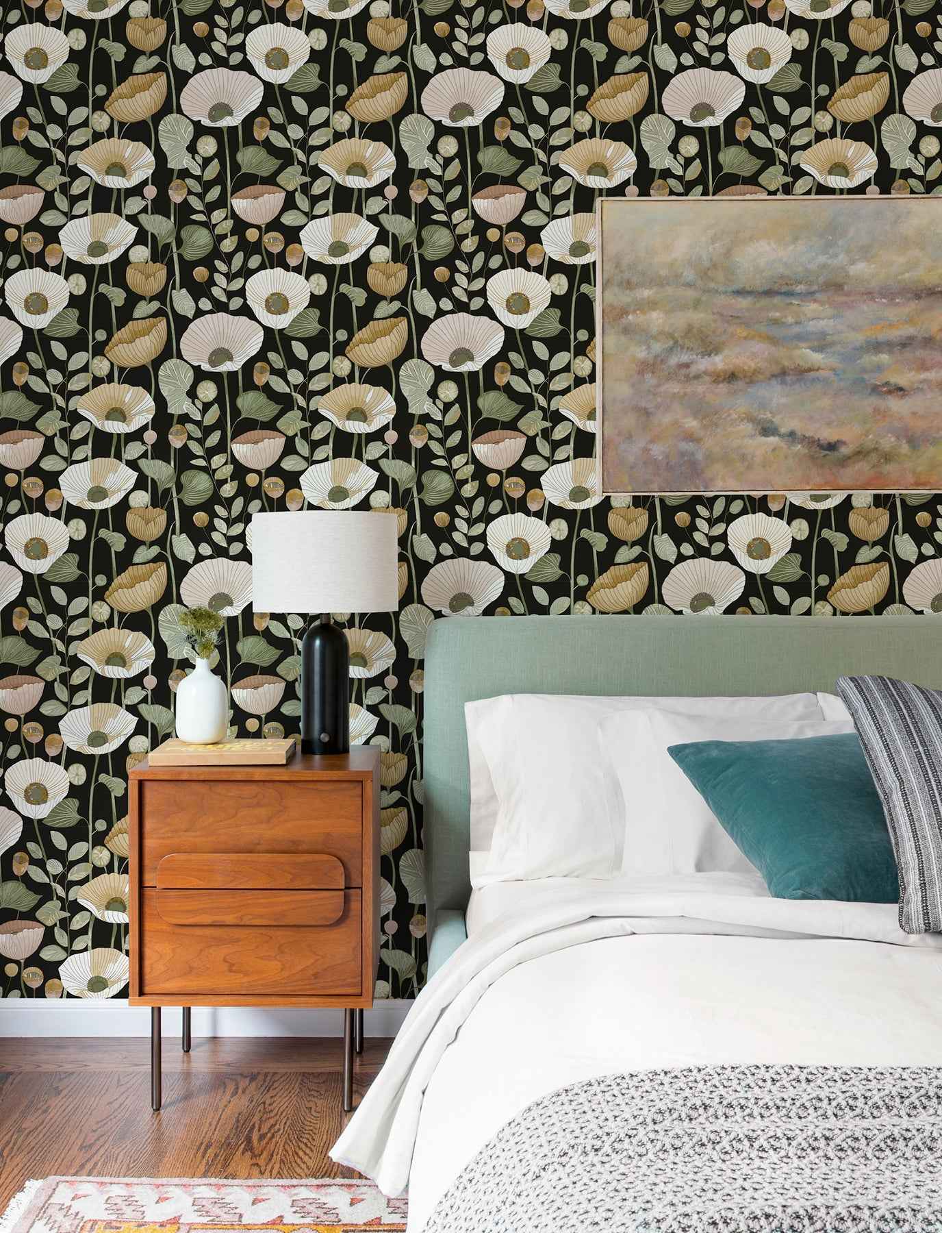 Mindra Black Floral Trail Wallpaper - York Wallcoverings - 4197-27875 - York Wallcoverings Wallpaper