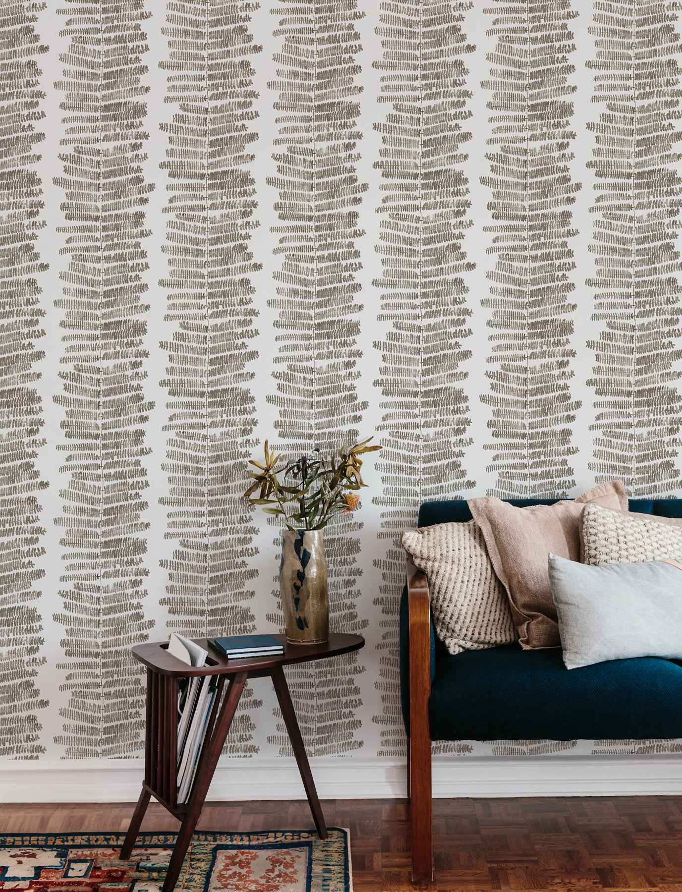 Lumis Grey Fern Stripe Wallpaper - York Wallcoverings - 4197-27879 - York Wallcoverings Wallpaper