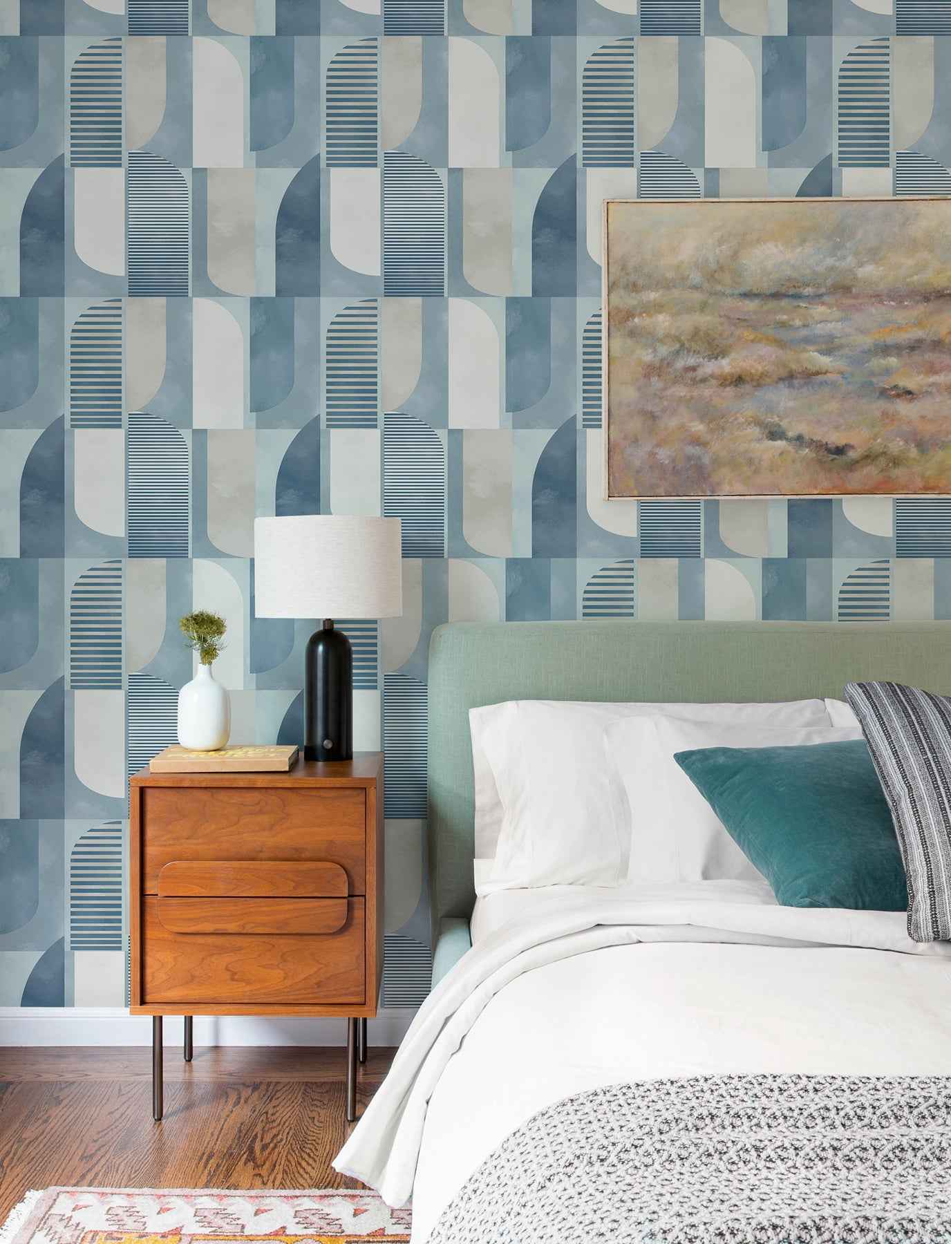 Otto Blue Abstract Geometric Wallpaper - York Wallcoverings - 4197-27880 - York Wallcoverings Wallpaper