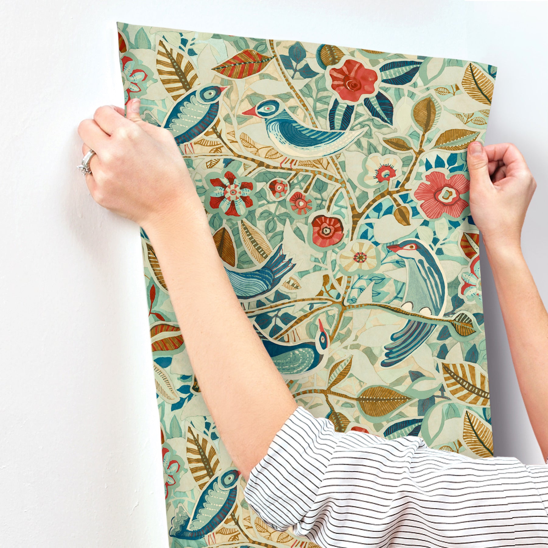 manette-turquoise-birds-in-the-bush-wallpaper-york-wallcoverings-4197-27884 - York Wallcoverings Wallpaper