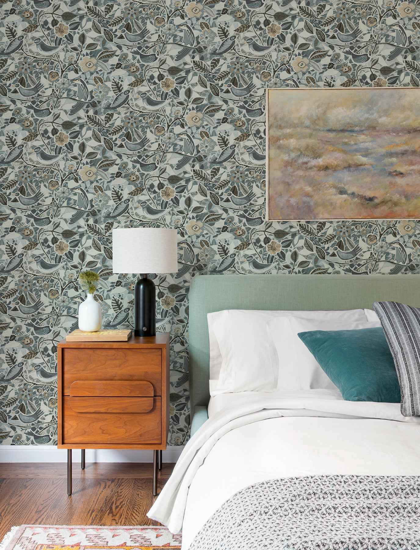 Manette Slate Birds in the Bush Wallpaper - York Wallcoverings - 4197-27886 - York Wallcoverings Wallpaper