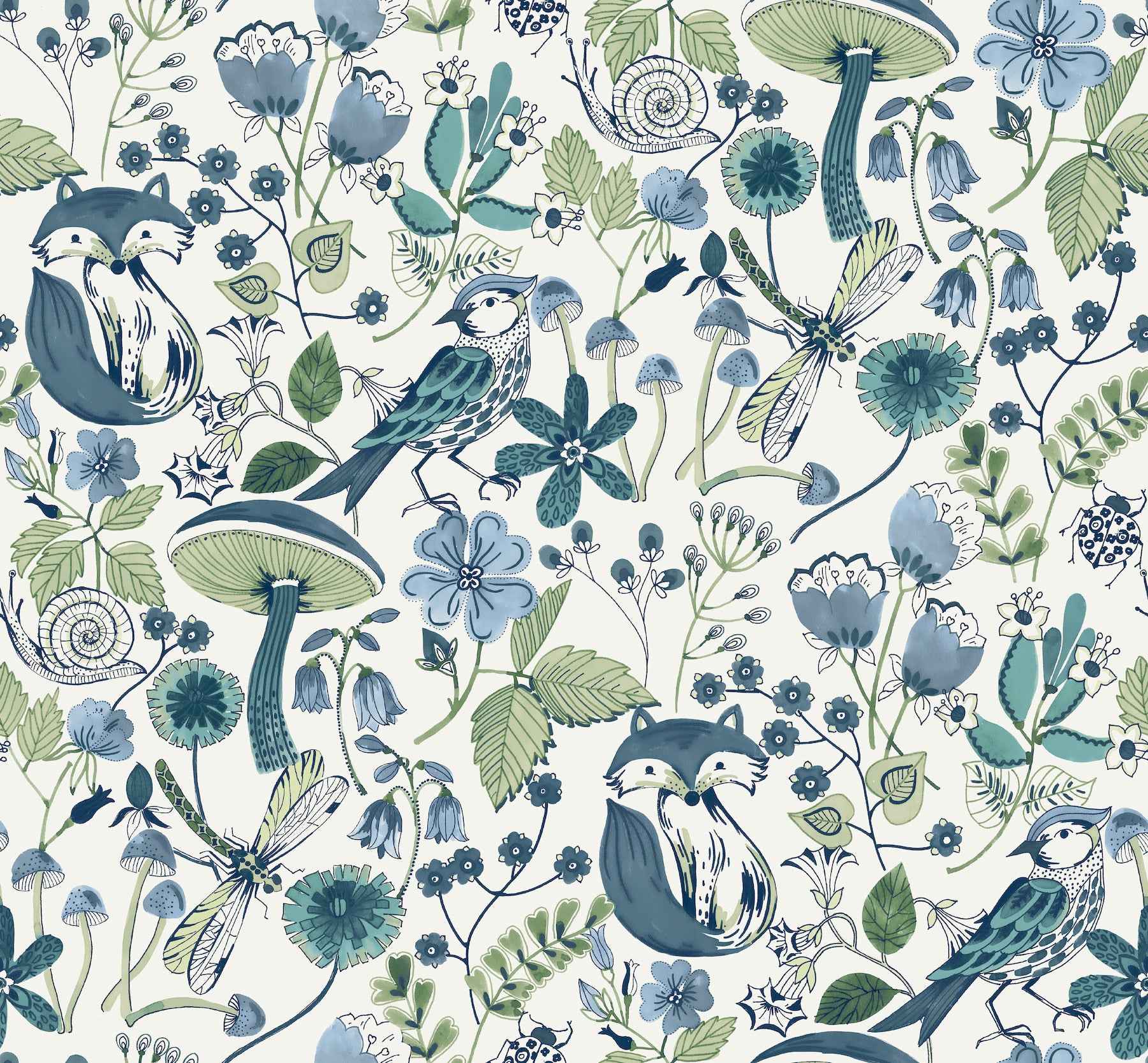 Wonder Teal Woodland Animals Wallpaper - York Wallcoverings - 4197-83759
