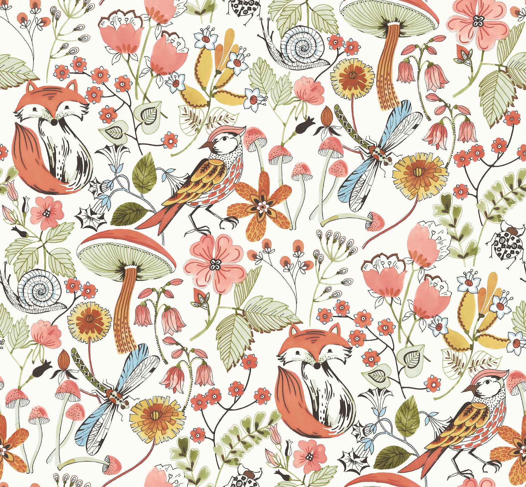 Wonder Orange Woodland Animals Wallpaper - York Wallcoverings - 4197-83760 - York Wallcoverings Wallpaper