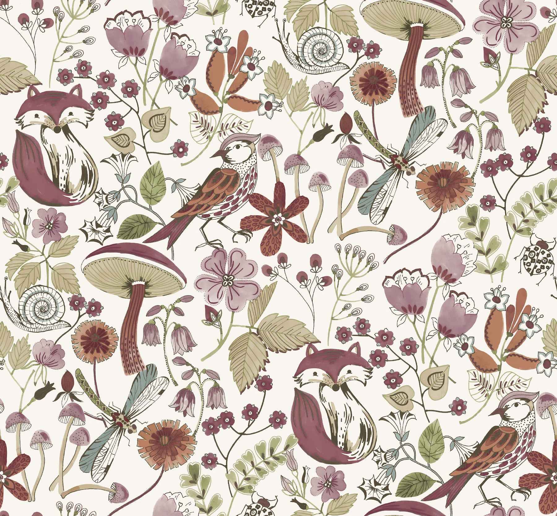 Wonder Plum Woodland Animals Wallpaper - York Wallcoverings - 4197-83761