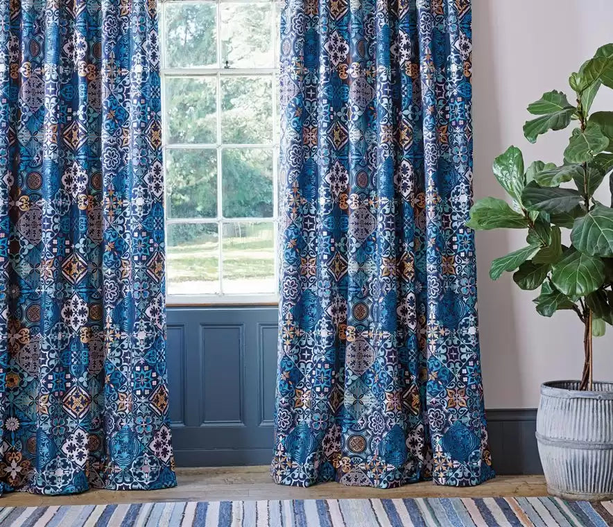 Manarola Cervo Ivory/Indigo/Aqua - Osborne & Little - F7178-01 -Fabric