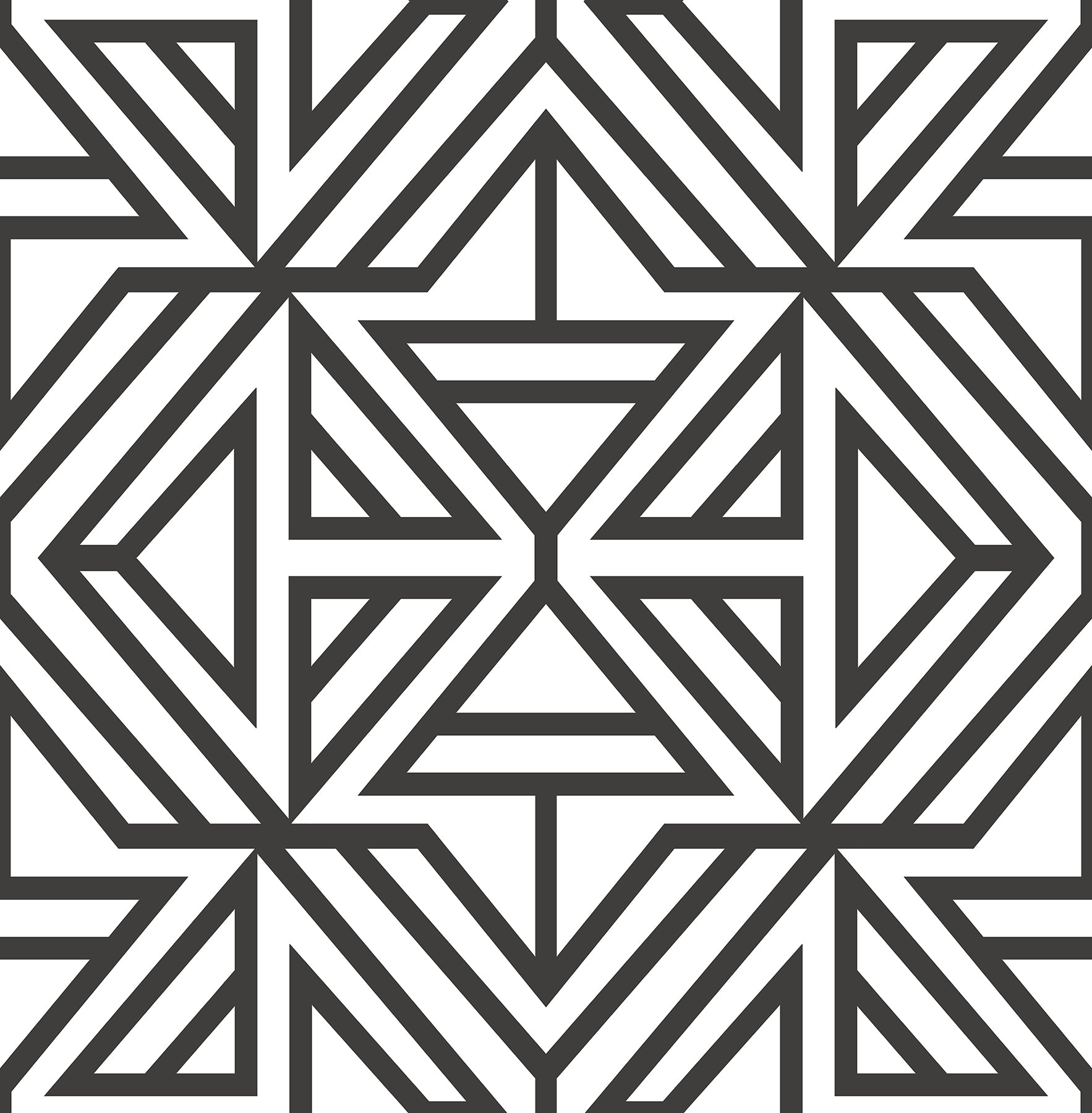 Helios Geometric Wallpaper - Black - York Wallcoverings - 2902-25553