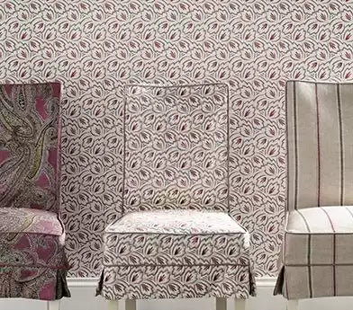 Braemar Elcho Stone/Coral/Golden - Nina Campbell - NCW4122-04 Wallcovering
