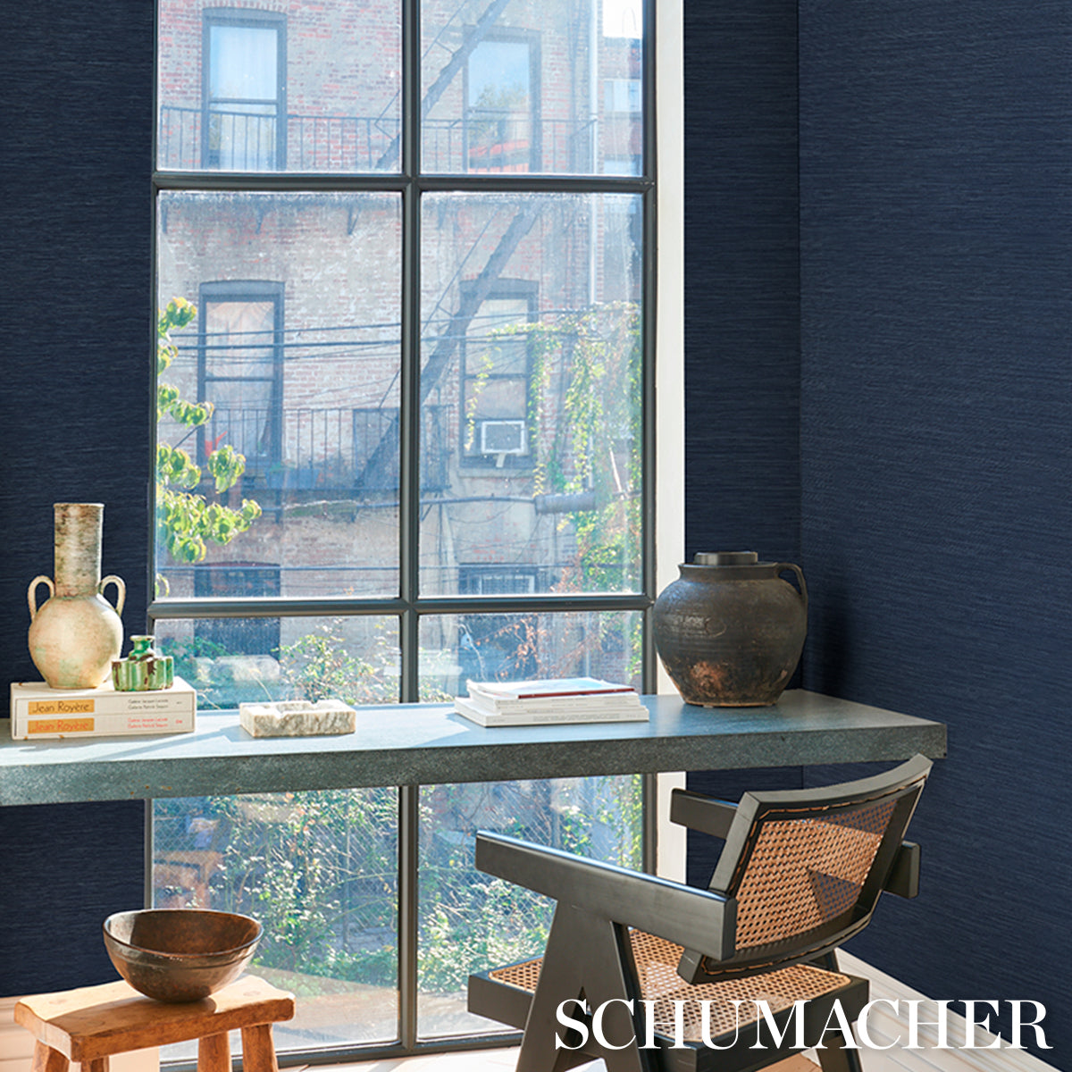 HORIZON-GRASSCLOTH-VINYL-INDIGO-SCHUMACHER-5017277