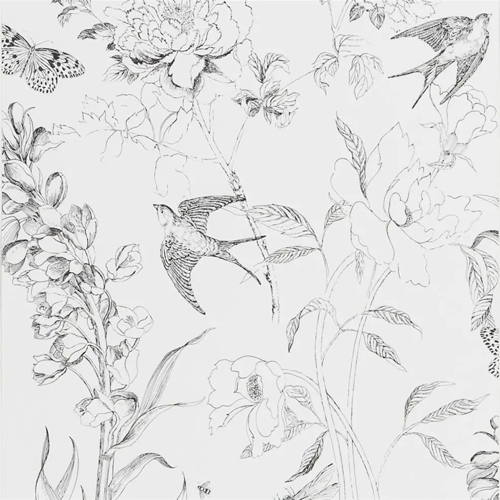 Sibylla Garden Wallpaper Black and White PDG721/01 by Designers Guild - The WorkRm