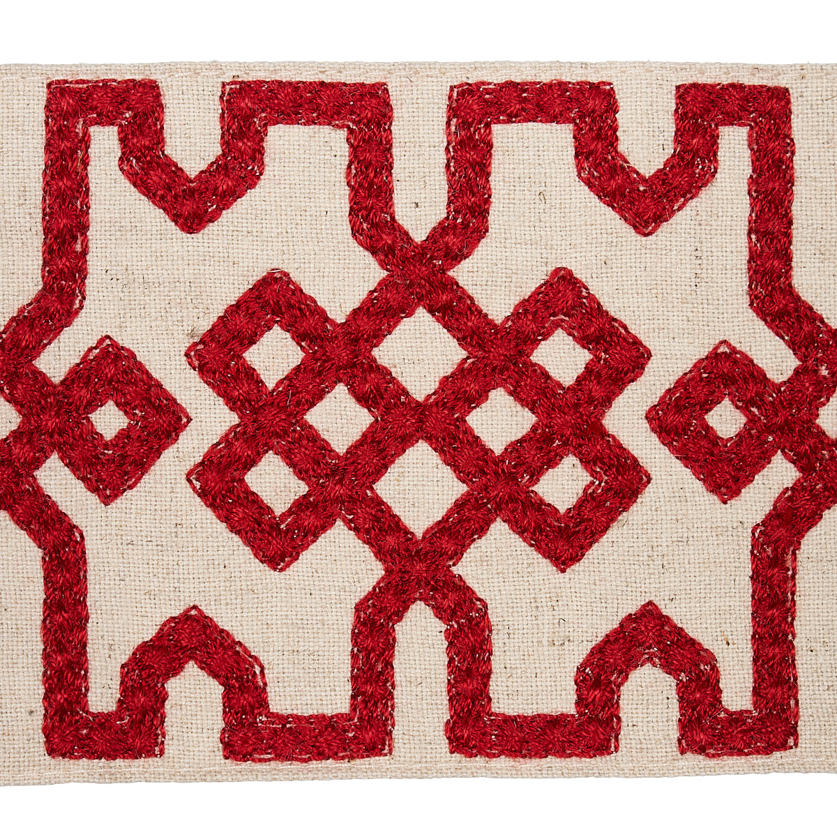 KNOTTED-TRELLIS-TAPE-CRIMSON-ON-UNBLEACHED-SCHUMACHER-80881