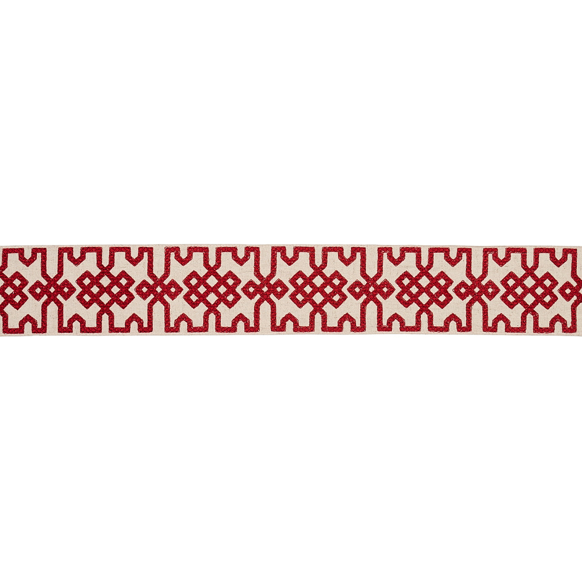 KNOTTED-TRELLIS-TAPE-CRIMSON-ON-UNBLEACHED-SCHUMACHER-80881