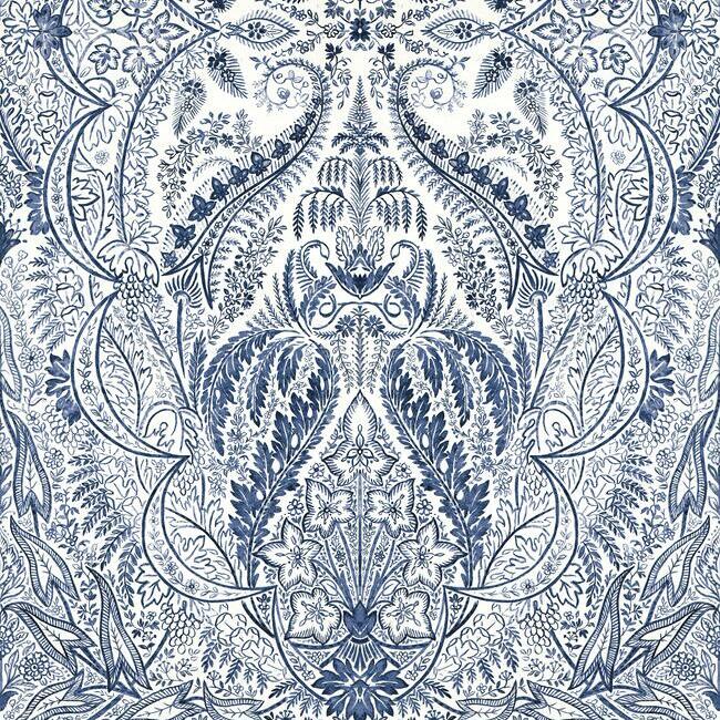 jaipur-paisley-damask-wall-mural-indigo-white-york-wallcoverings-dm4912m