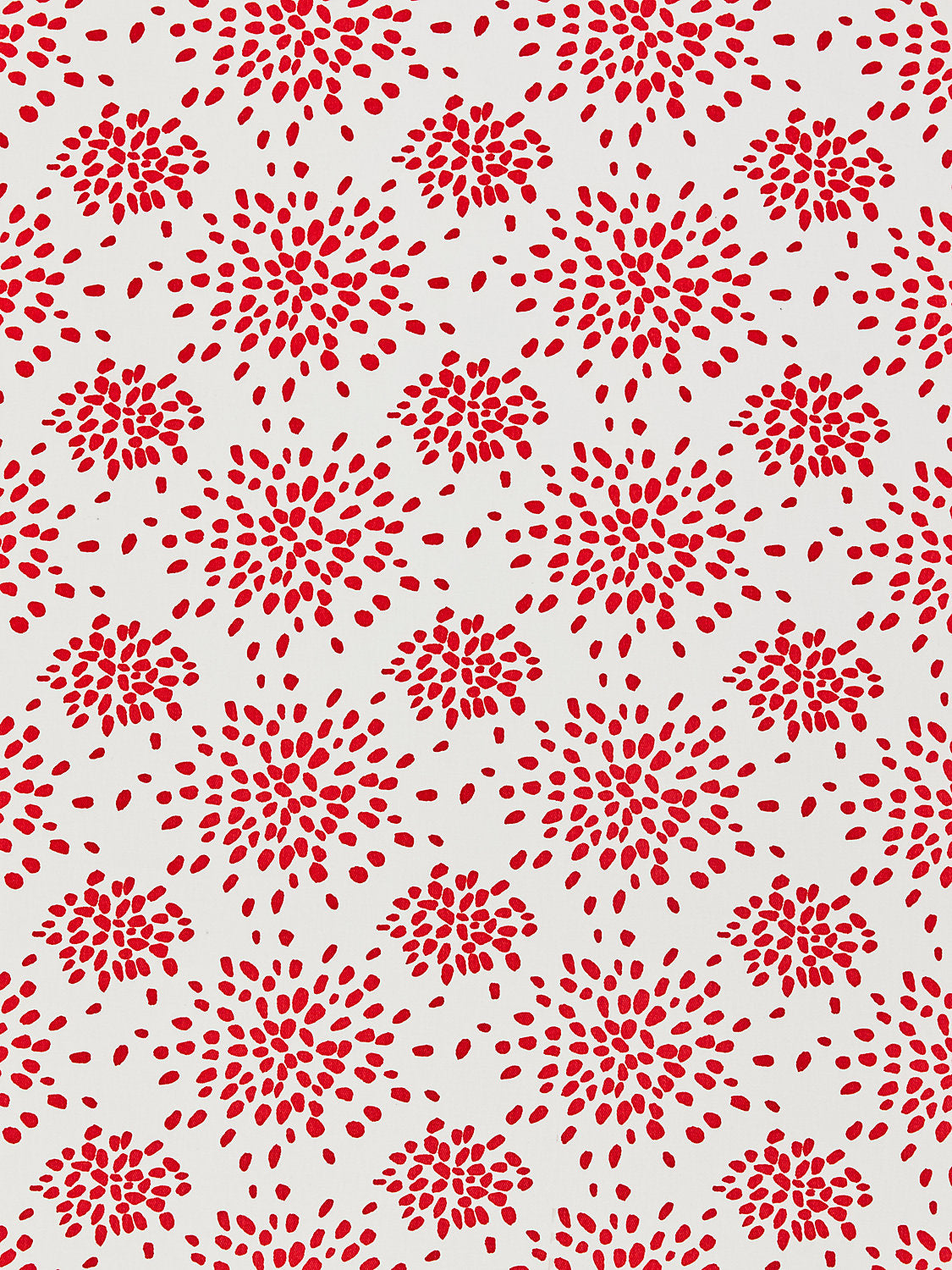 Fireworks Cotton Print - Red On White - Scalamandre Fabric