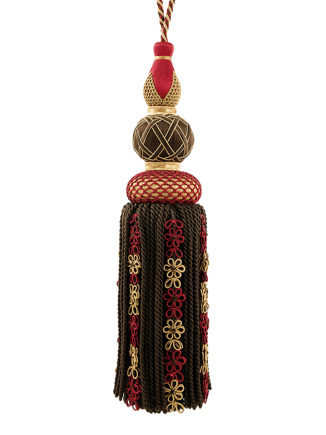 Siecle Single Tassel Tieback - Ebony Bordeaux